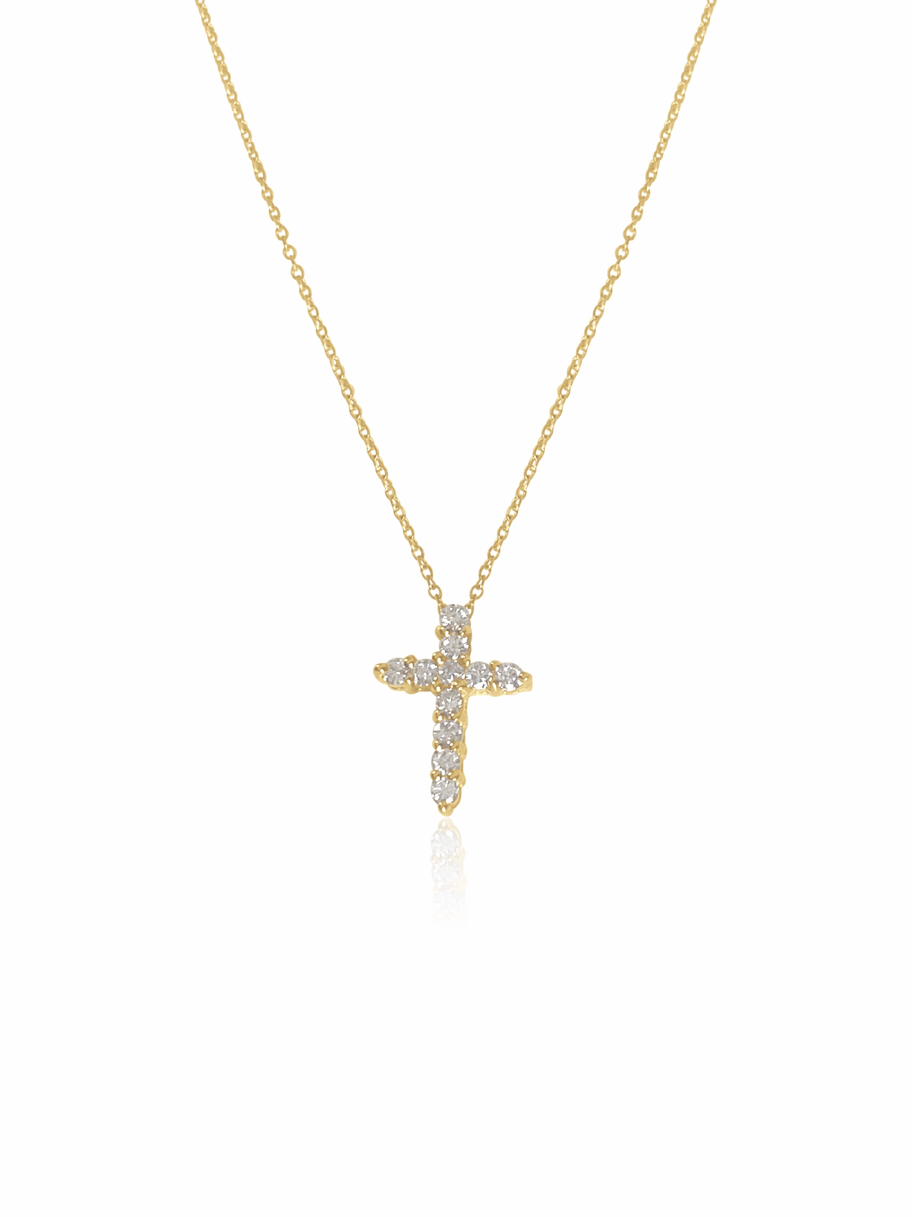 14K Gold Diamond Cross Necklace