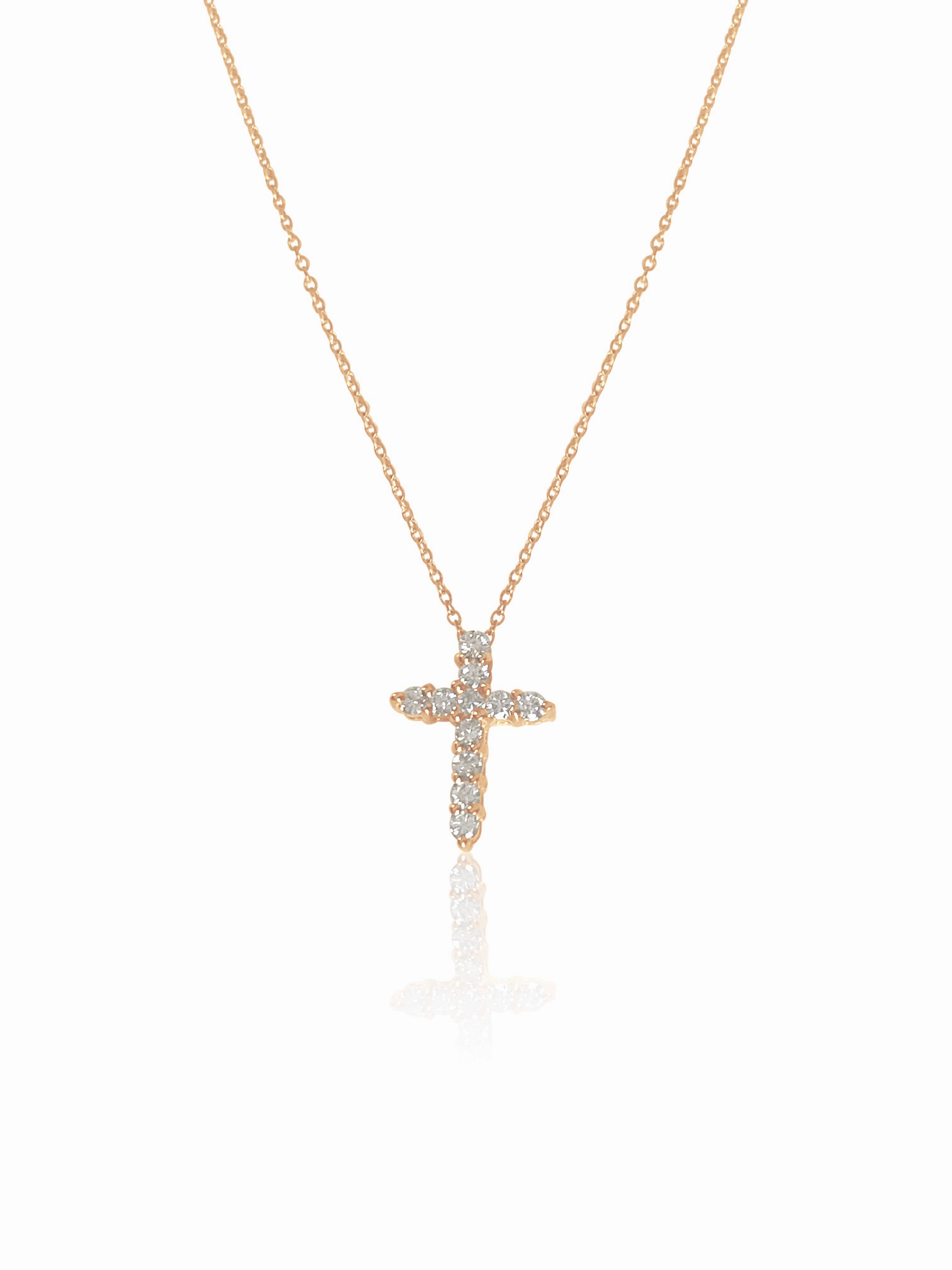 14K Gold Diamond Cross Necklace