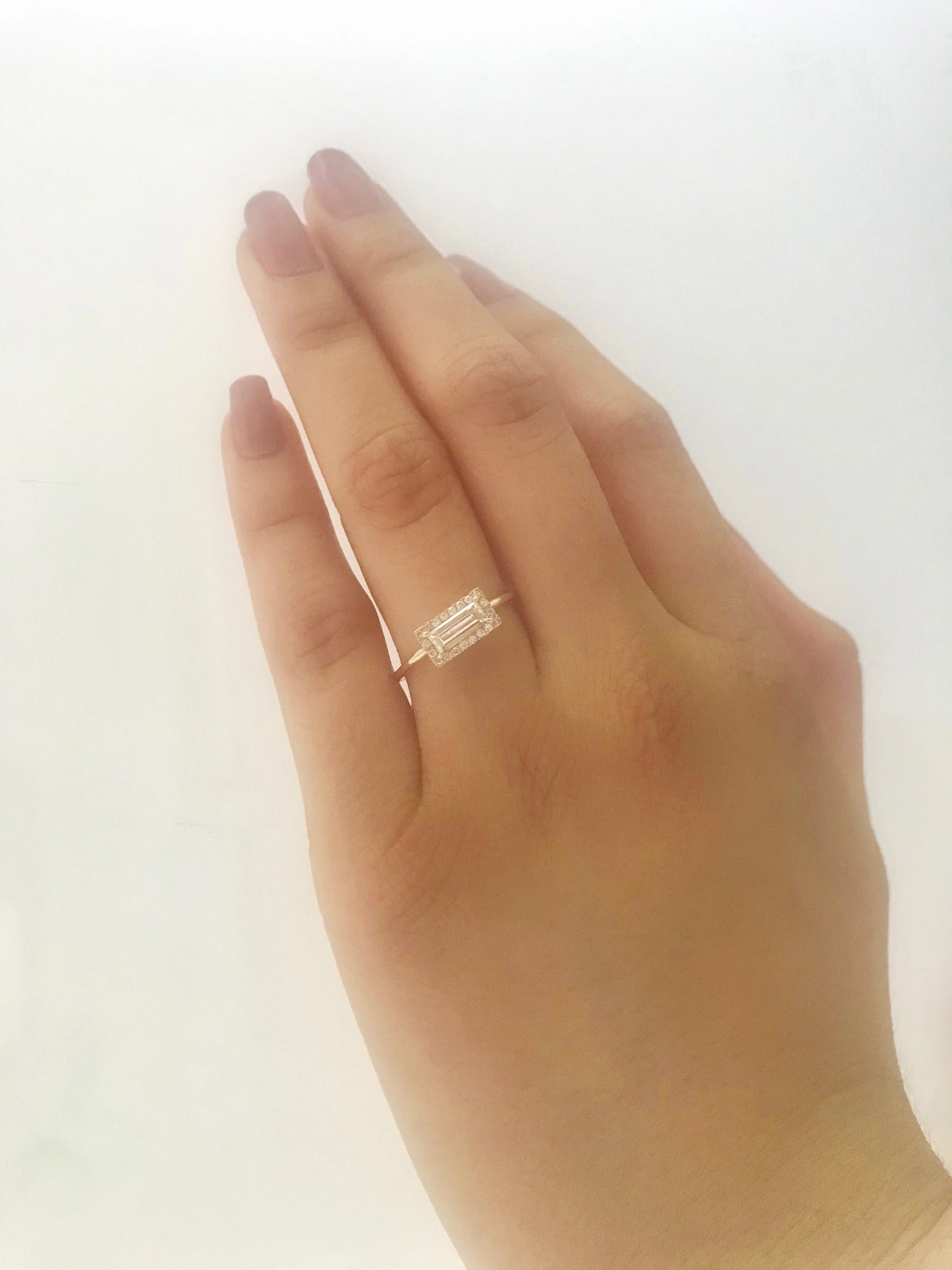 14k Gold Diamond Gemstone Baguette Ring