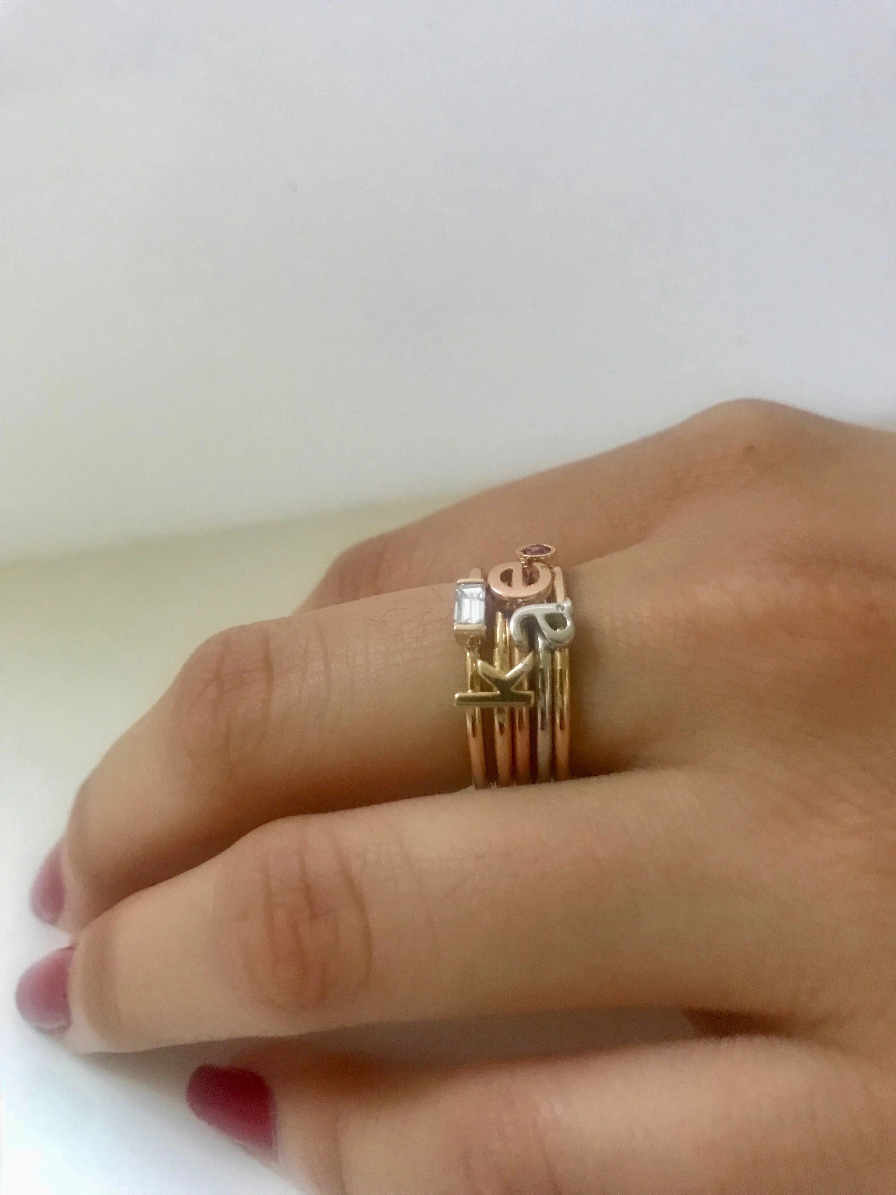 14k Gold Diamond/Gemstone Baguette Ring