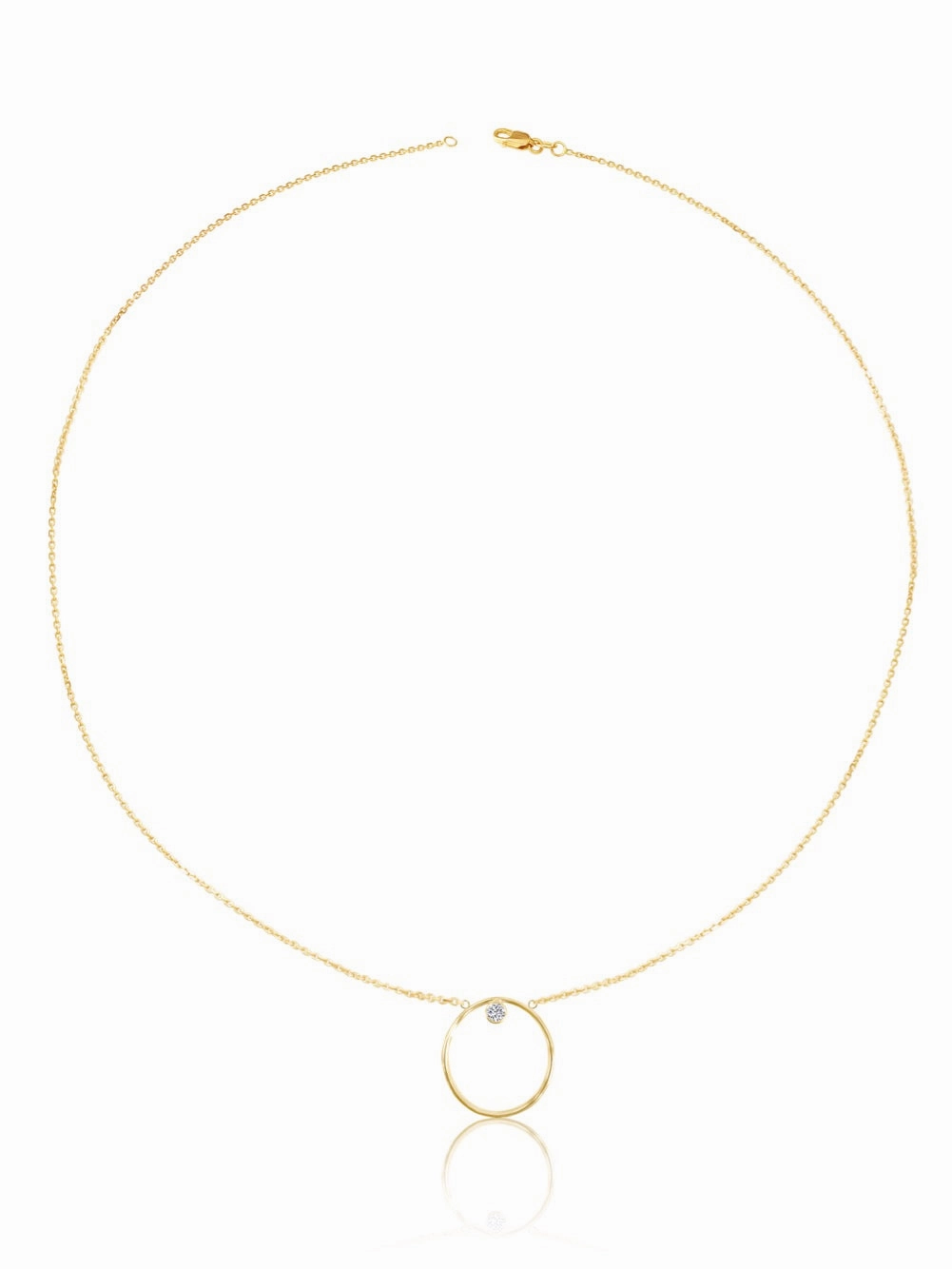 14K Gold Diamond/Gemstone Circle Necklace