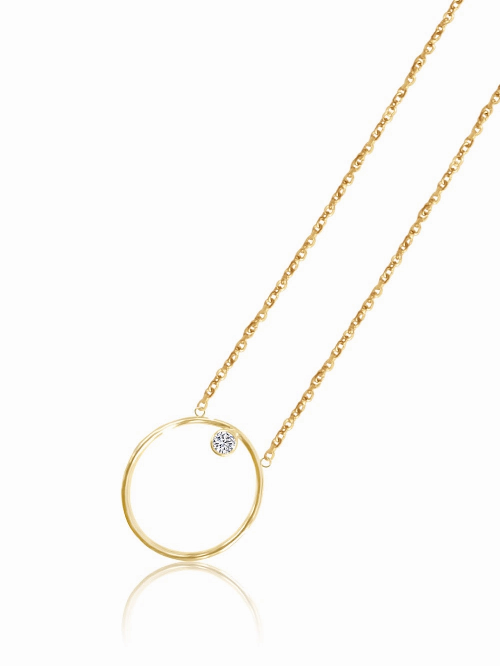 14K Gold Diamond/Gemstone Circle Necklace