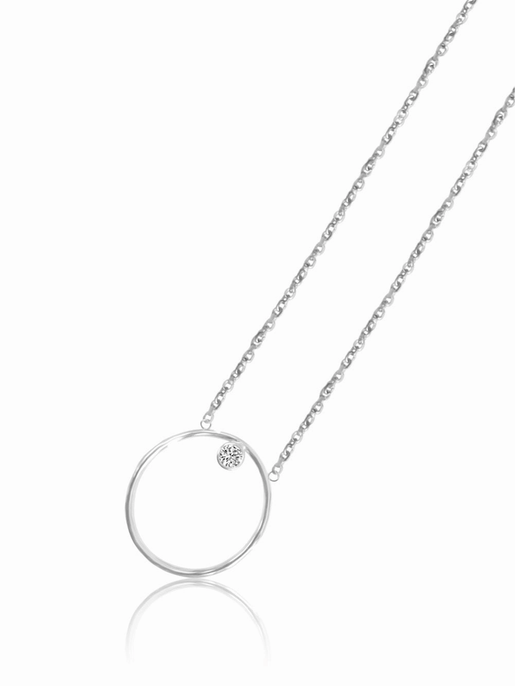 14K Gold Diamond/Gemstone Circle Necklace