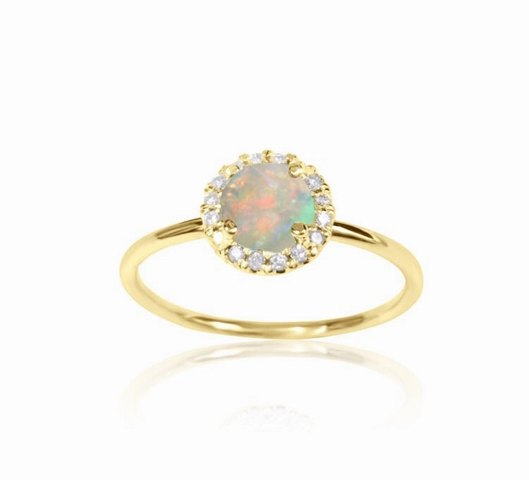 14k Gold Diamond Gemstone Ring