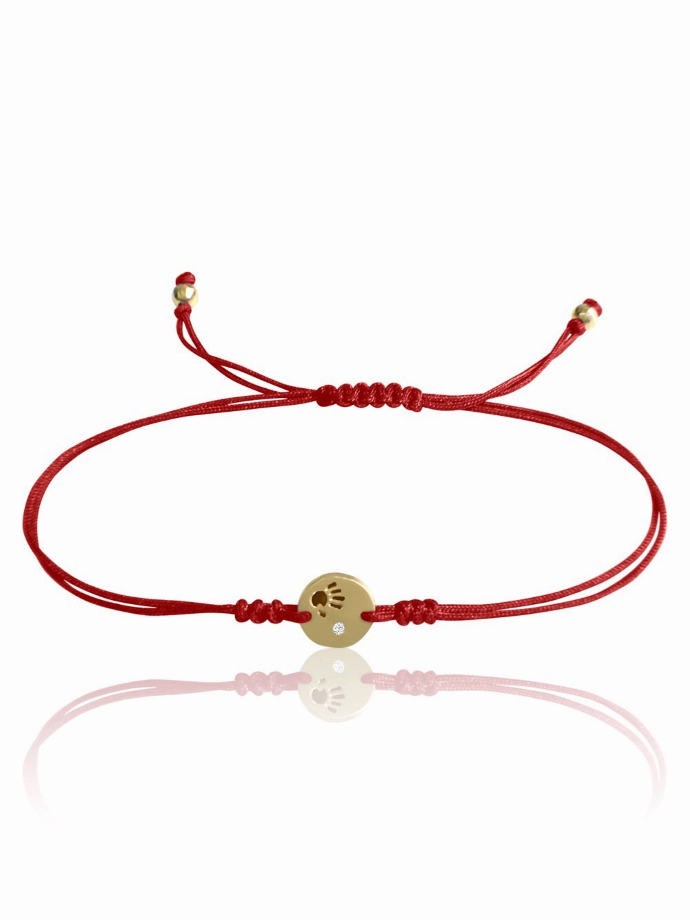 14k Gold Diamond Mini Love Is In Your Hands Macrame Bracelet