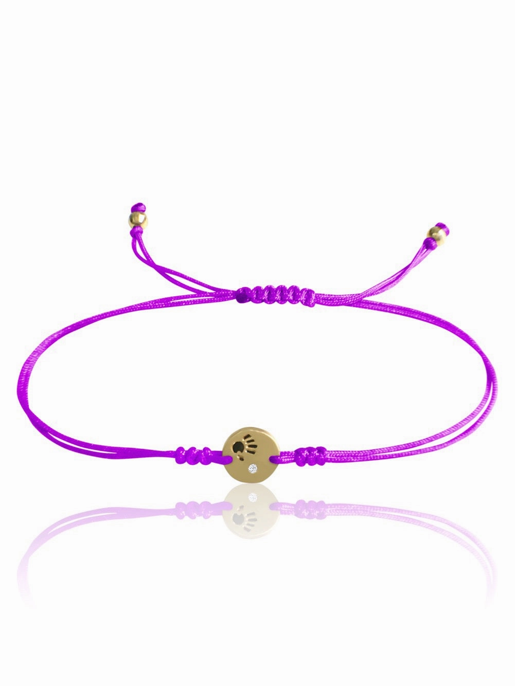 14k Gold Diamond Mini Love Is In Your Hands Macrame Bracelet