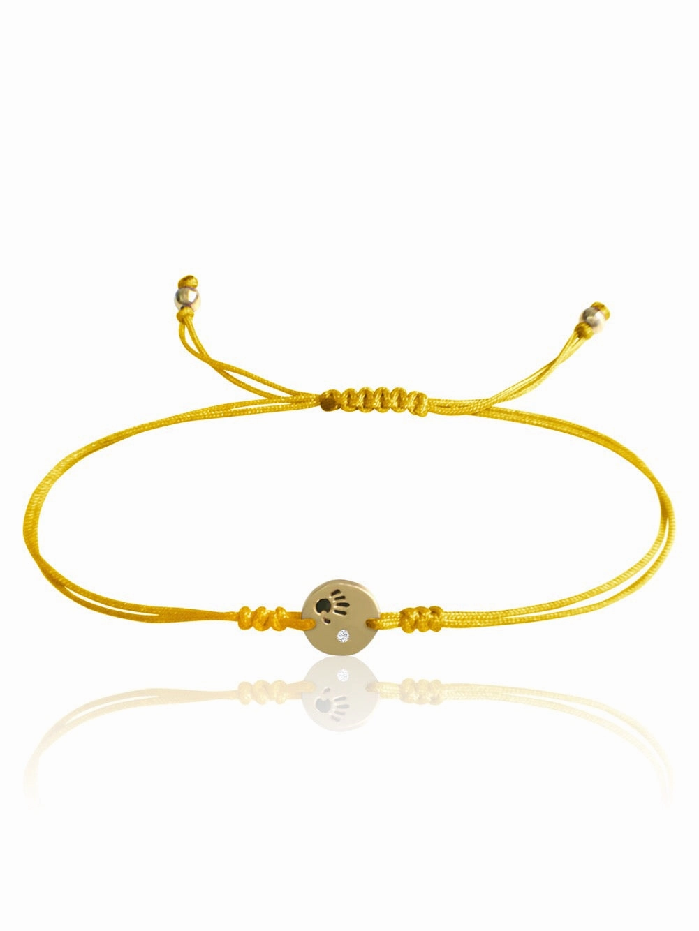 14k Gold Diamond Mini Love Is In Your Hands Macrame Bracelet