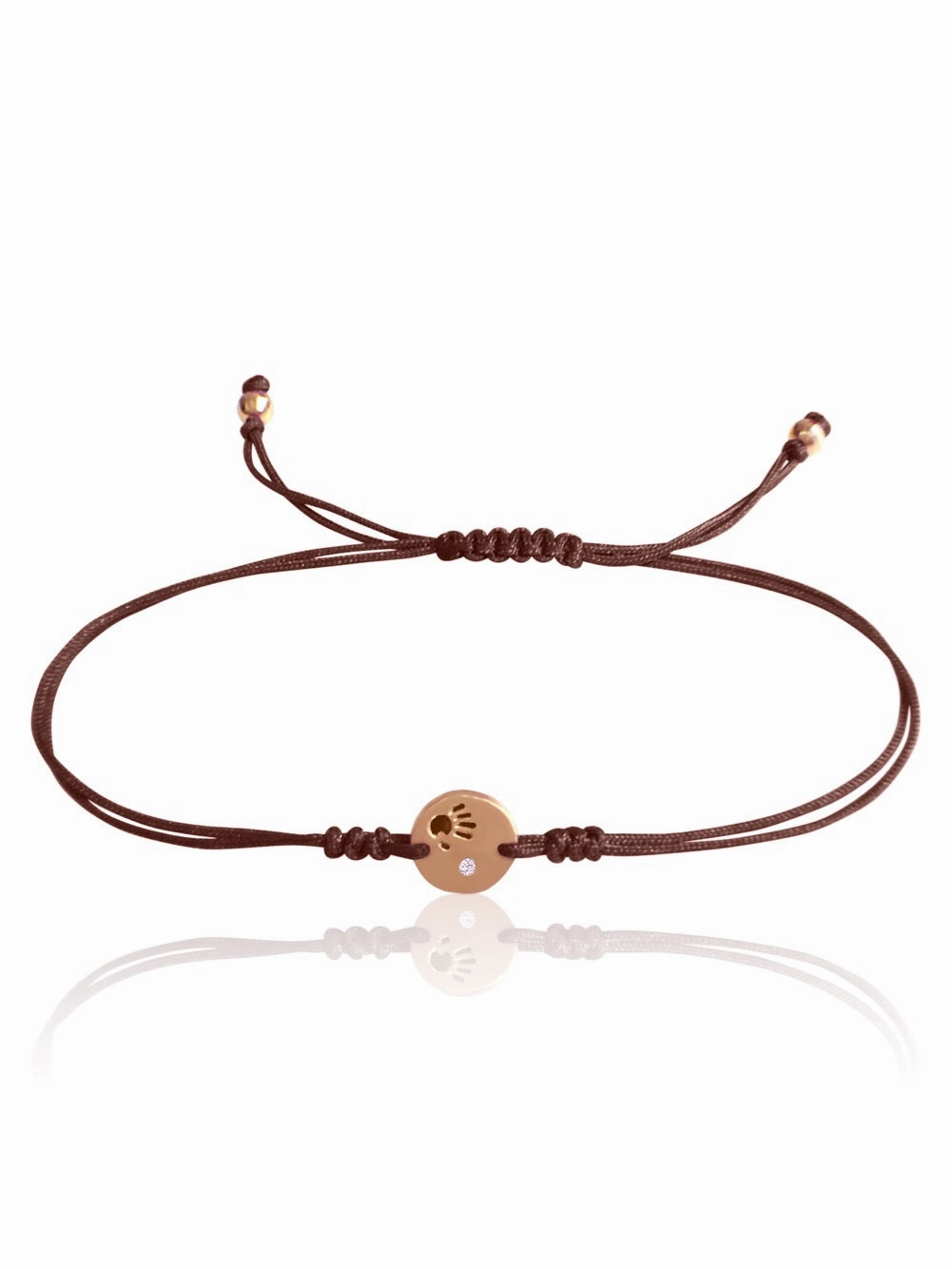 14k Gold Diamond Mini Love Is In Your Hands Macrame Bracelet