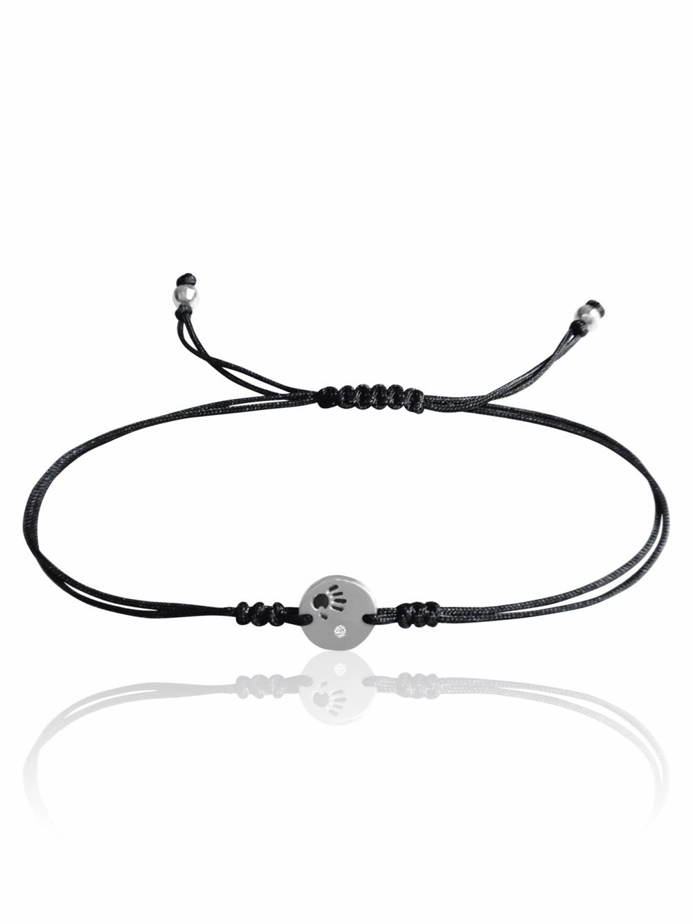 14k Gold Diamond Mini Love Is In Your Hands Macrame Bracelet