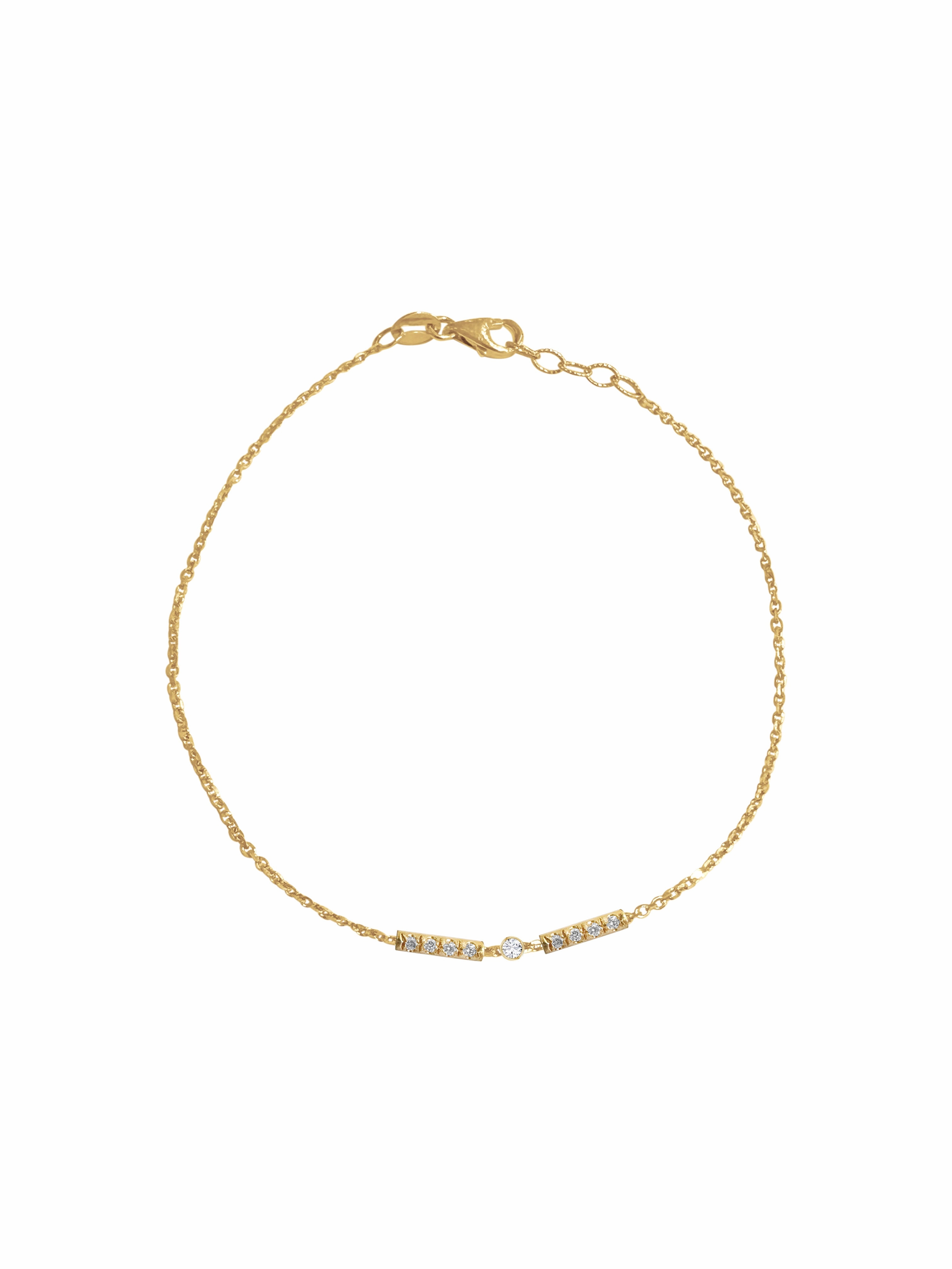 14K Gold Diamond Morse Code Initial Bracelet