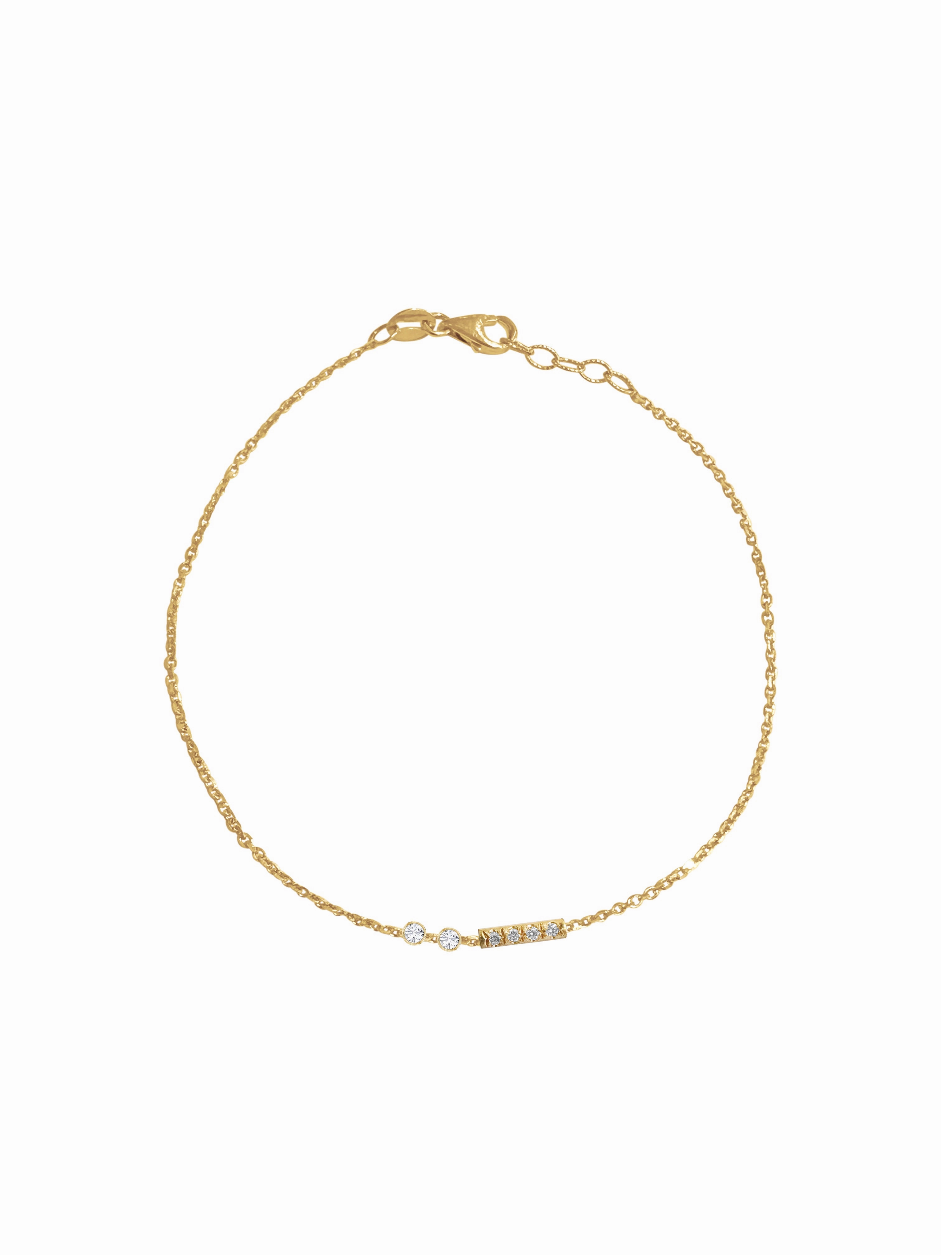 14K Gold Diamond Morse Code Initial Bracelet