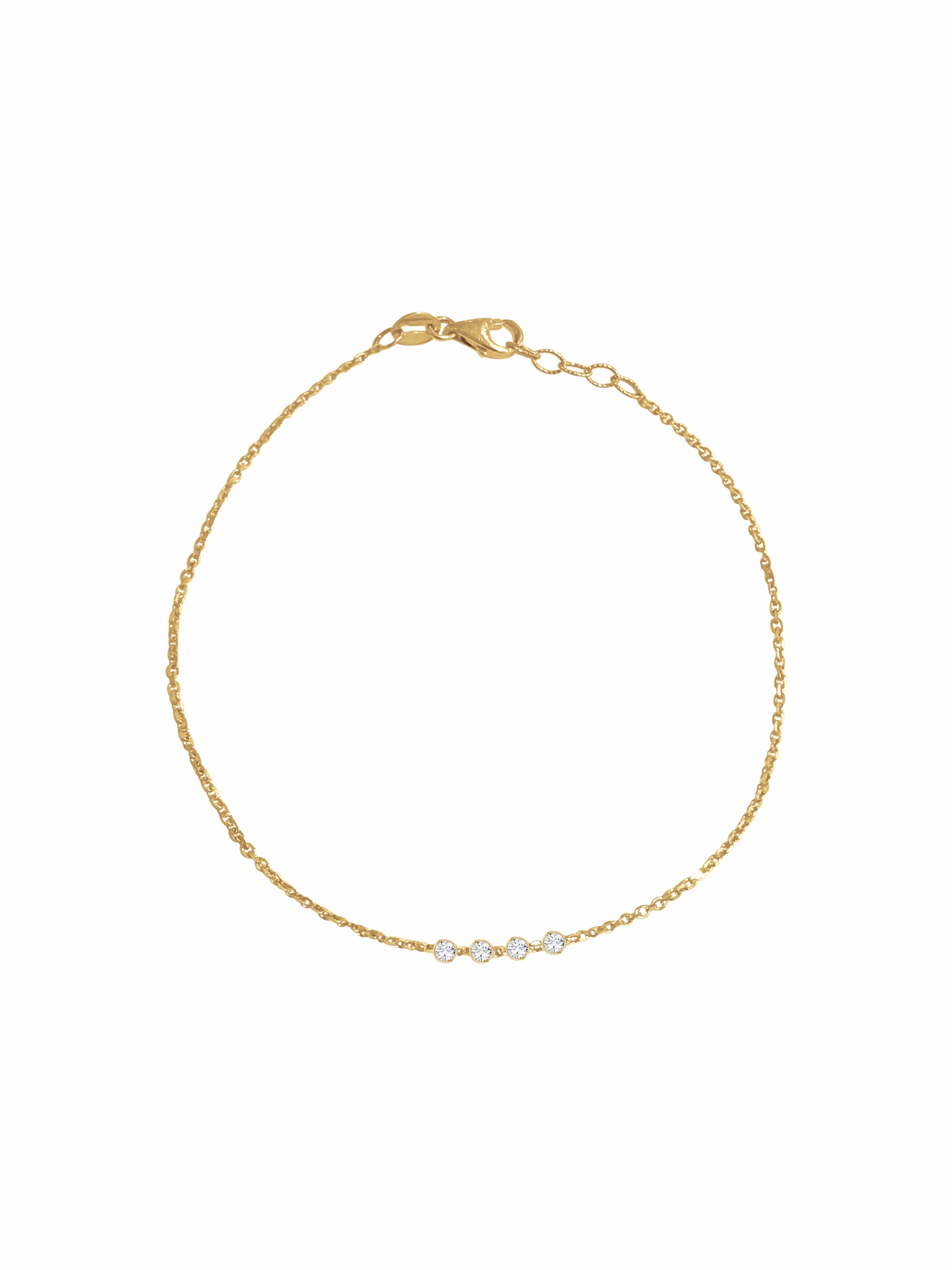 14K Gold Diamond Morse Code Initial Bracelet