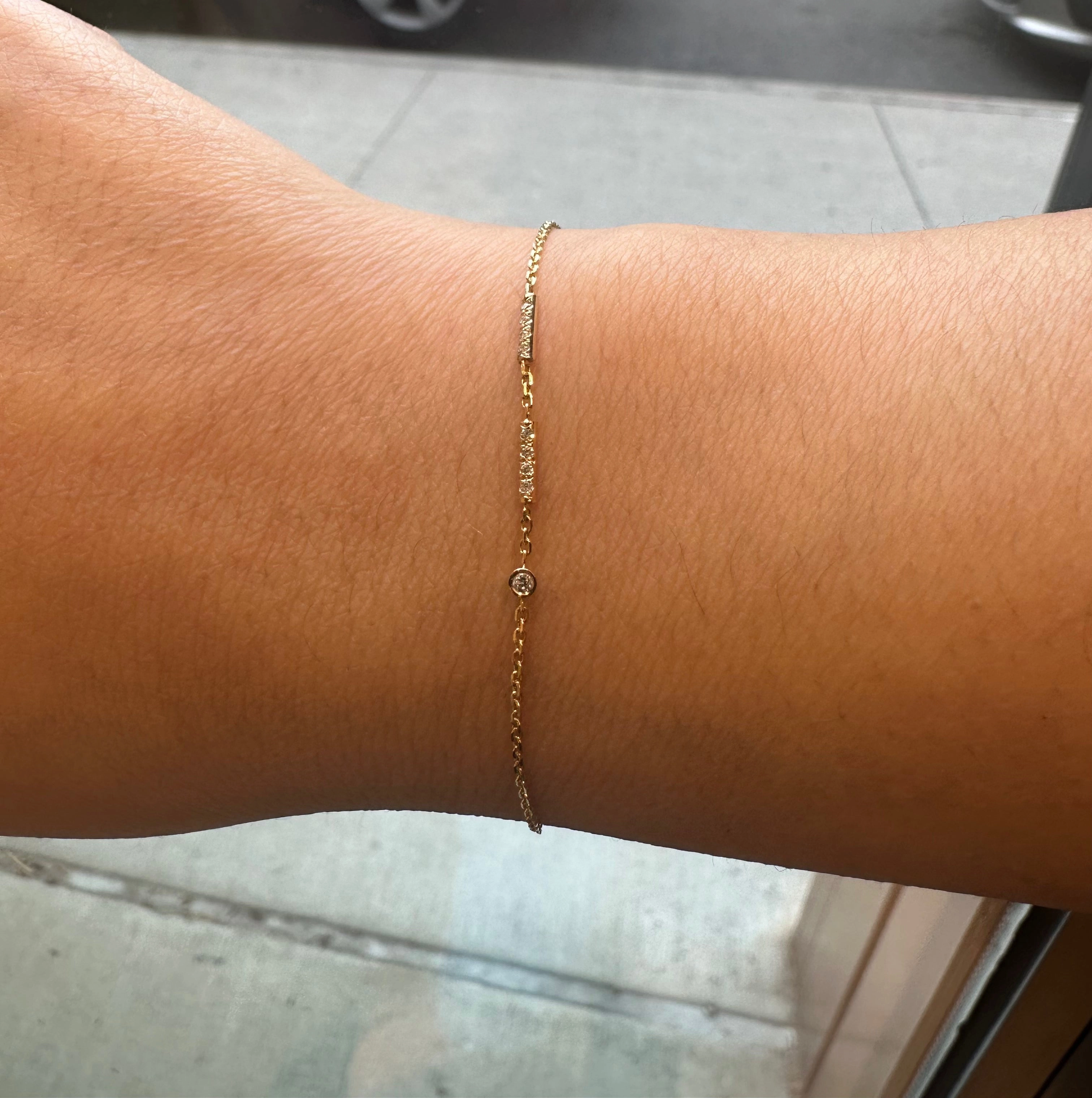 14K Gold Diamond Morse Code Initial Bracelet