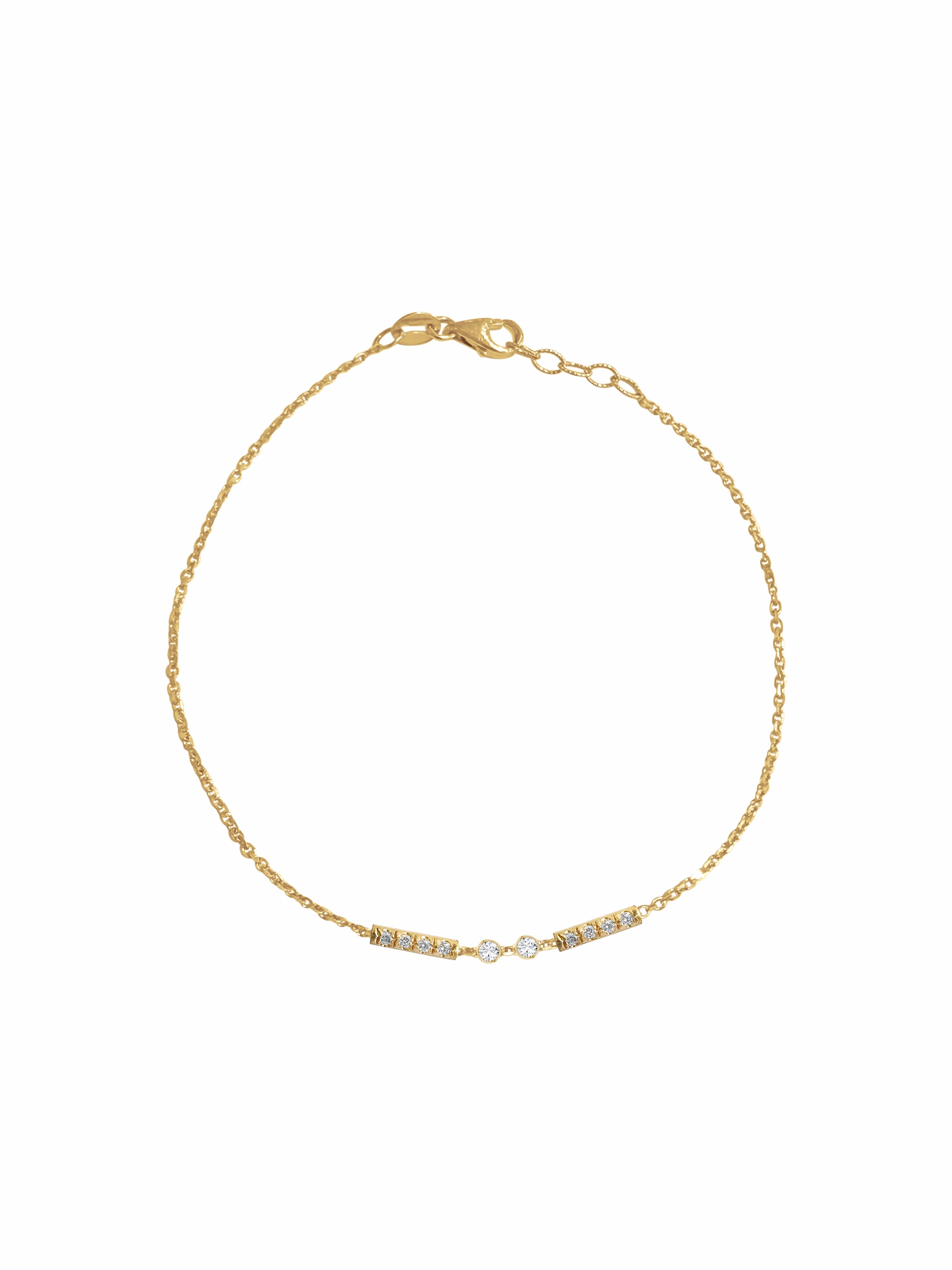 14K Gold Diamond Morse Code Initial Bracelet
