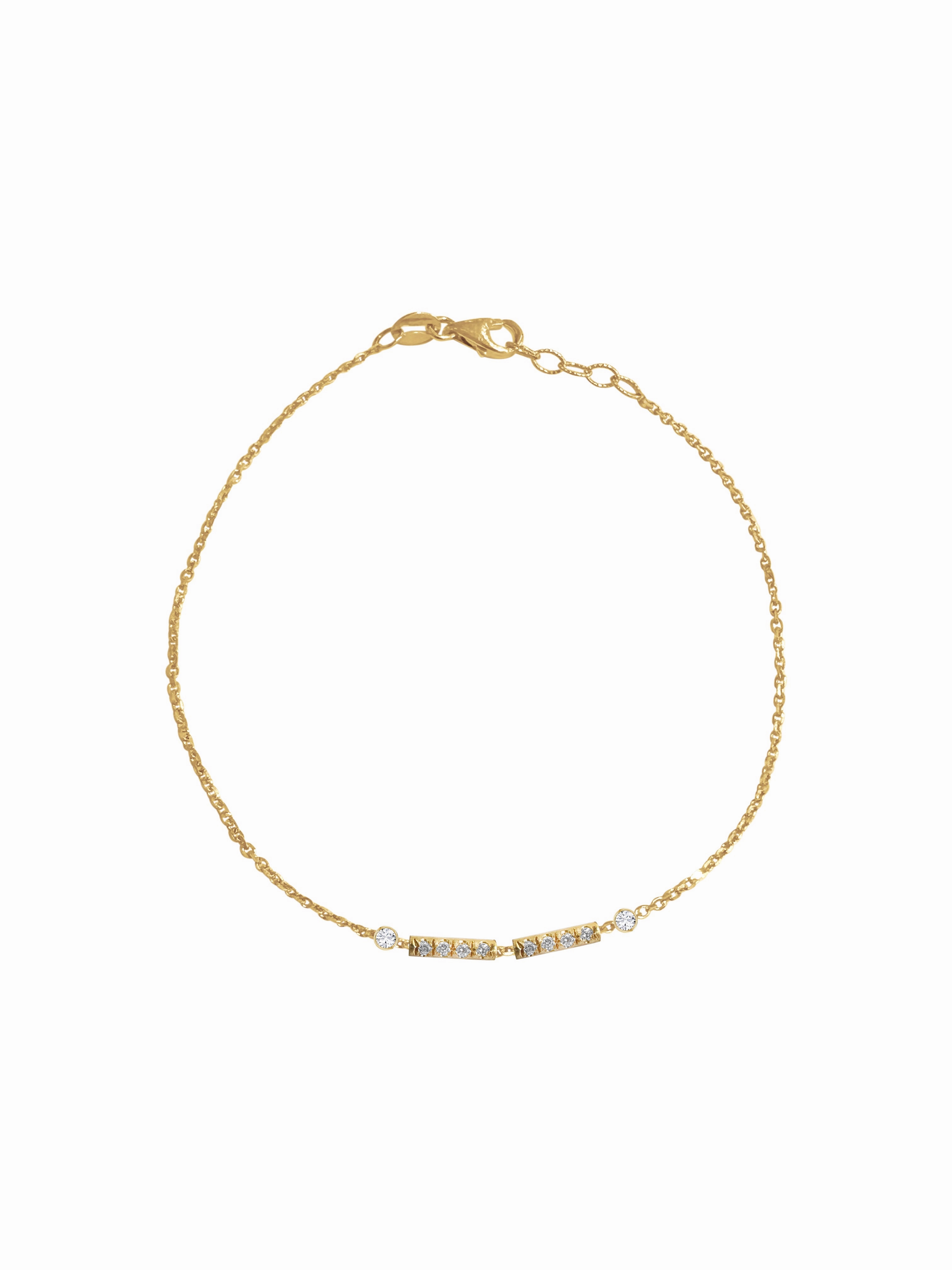 14K Gold Diamond Morse Code Initial Bracelet