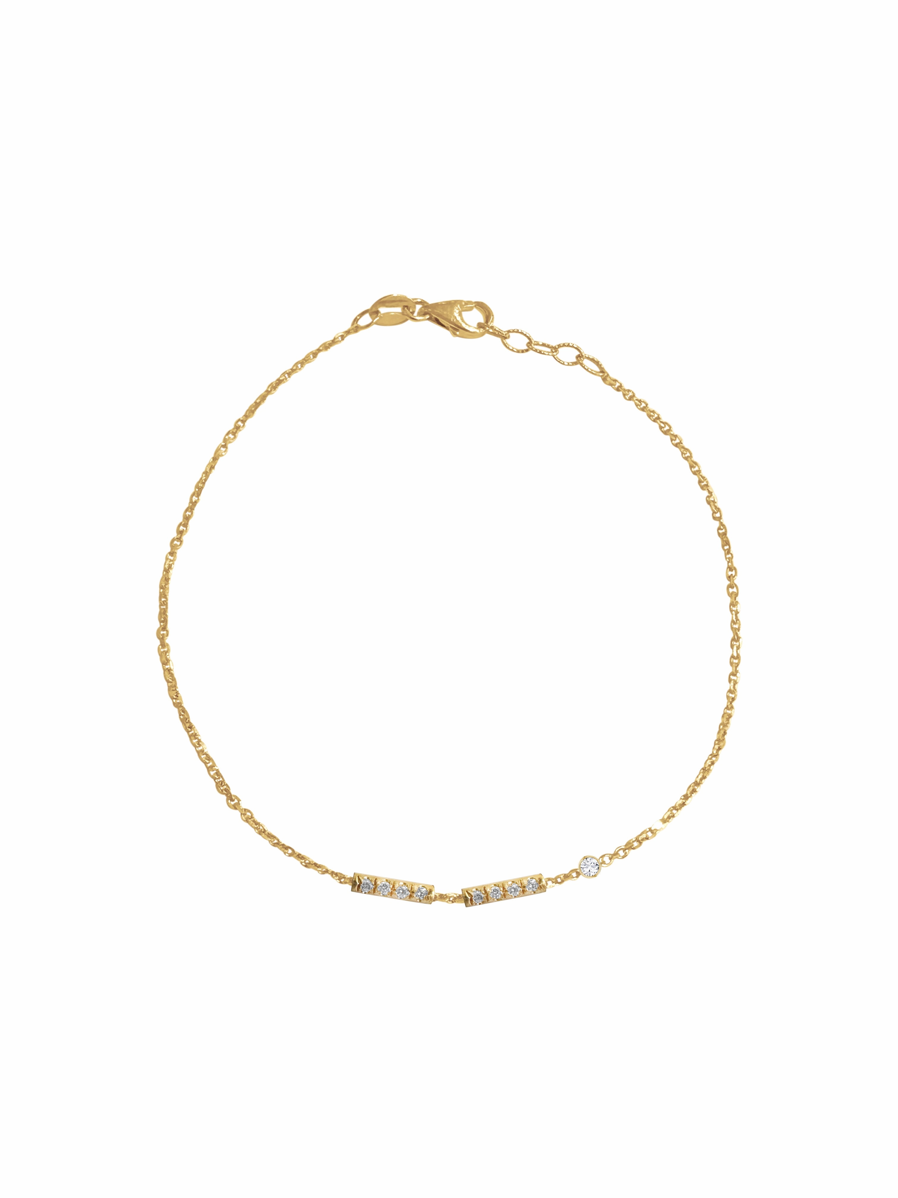 14K Gold Diamond Morse Code Initial Bracelet