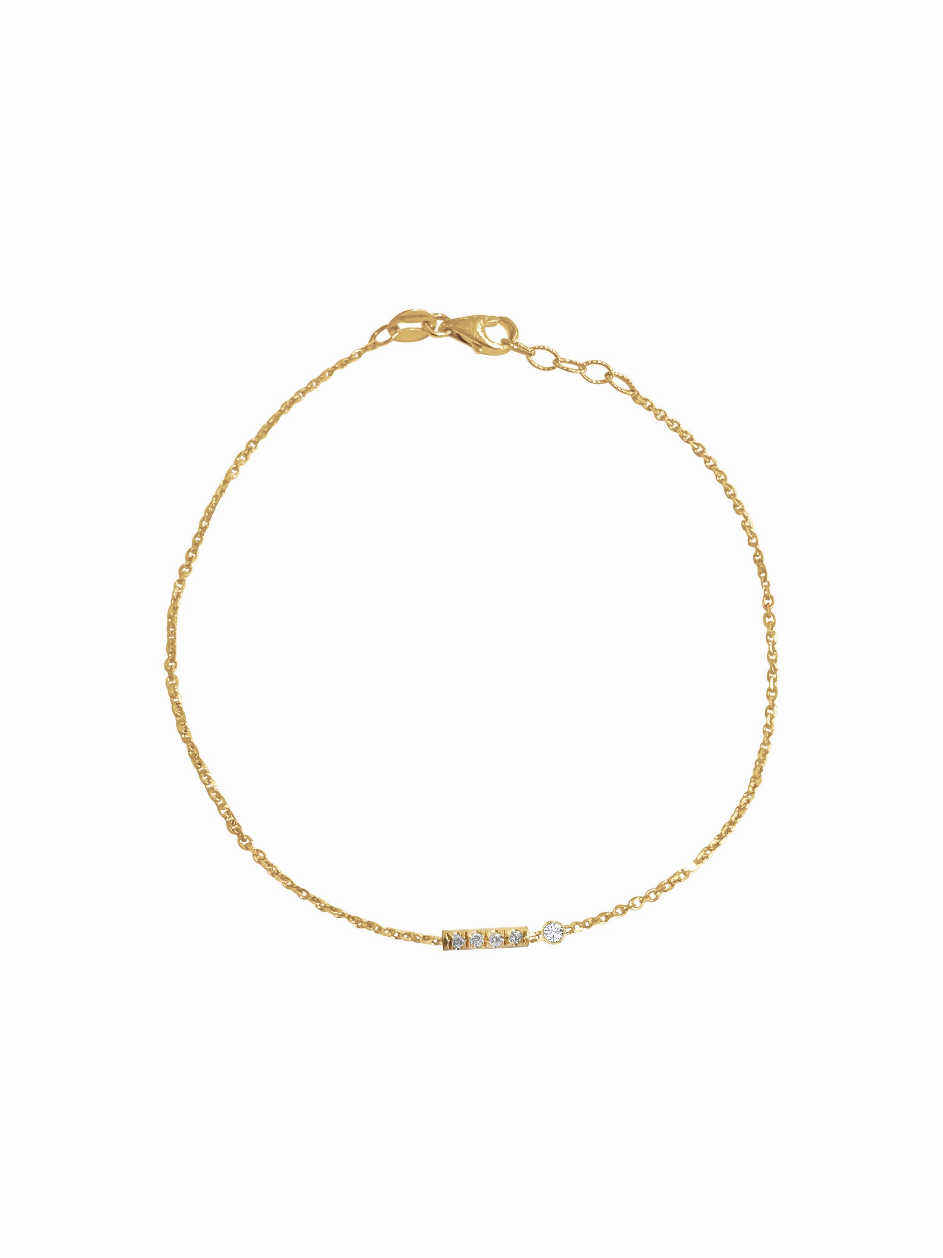 14K Gold Diamond Morse Code Initial Bracelet