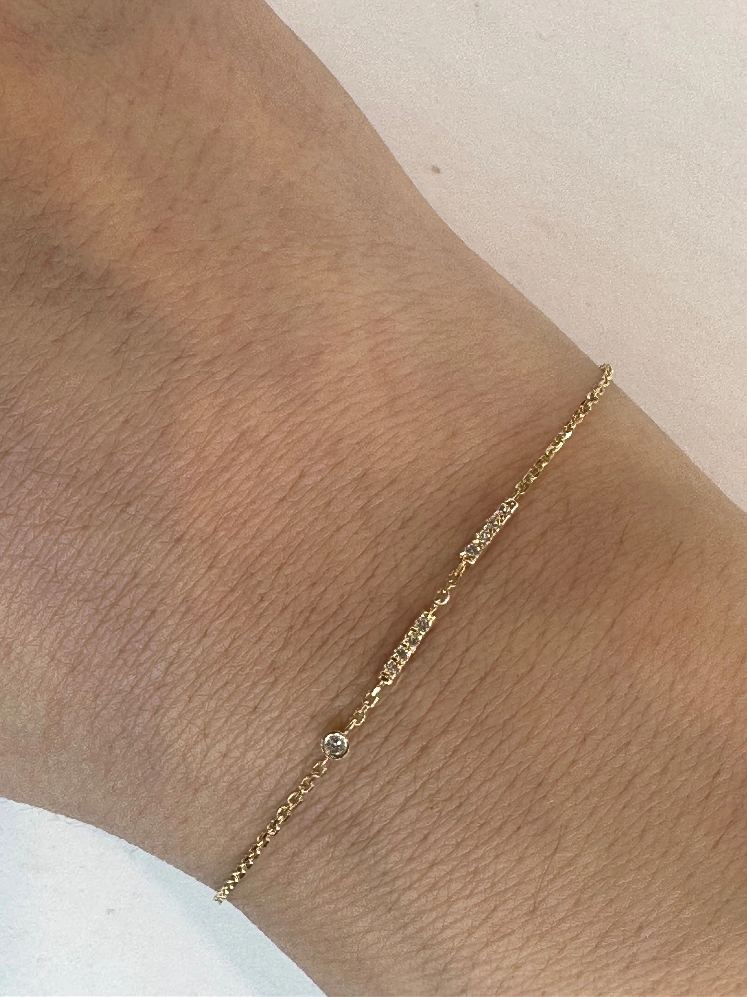 14K Gold Diamond Morse Code Initial Bracelet