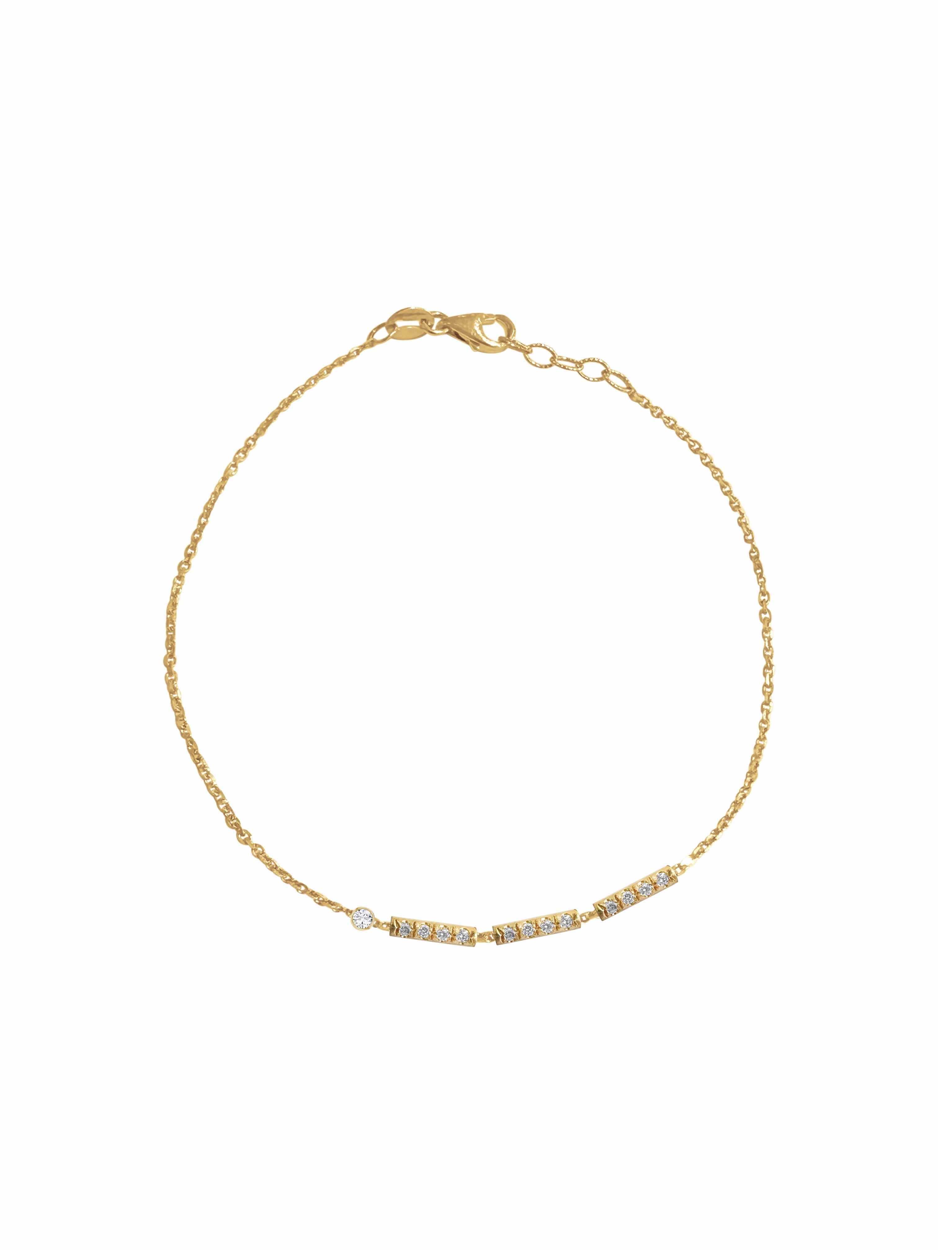 14K Gold Diamond Morse Code Initial Bracelet