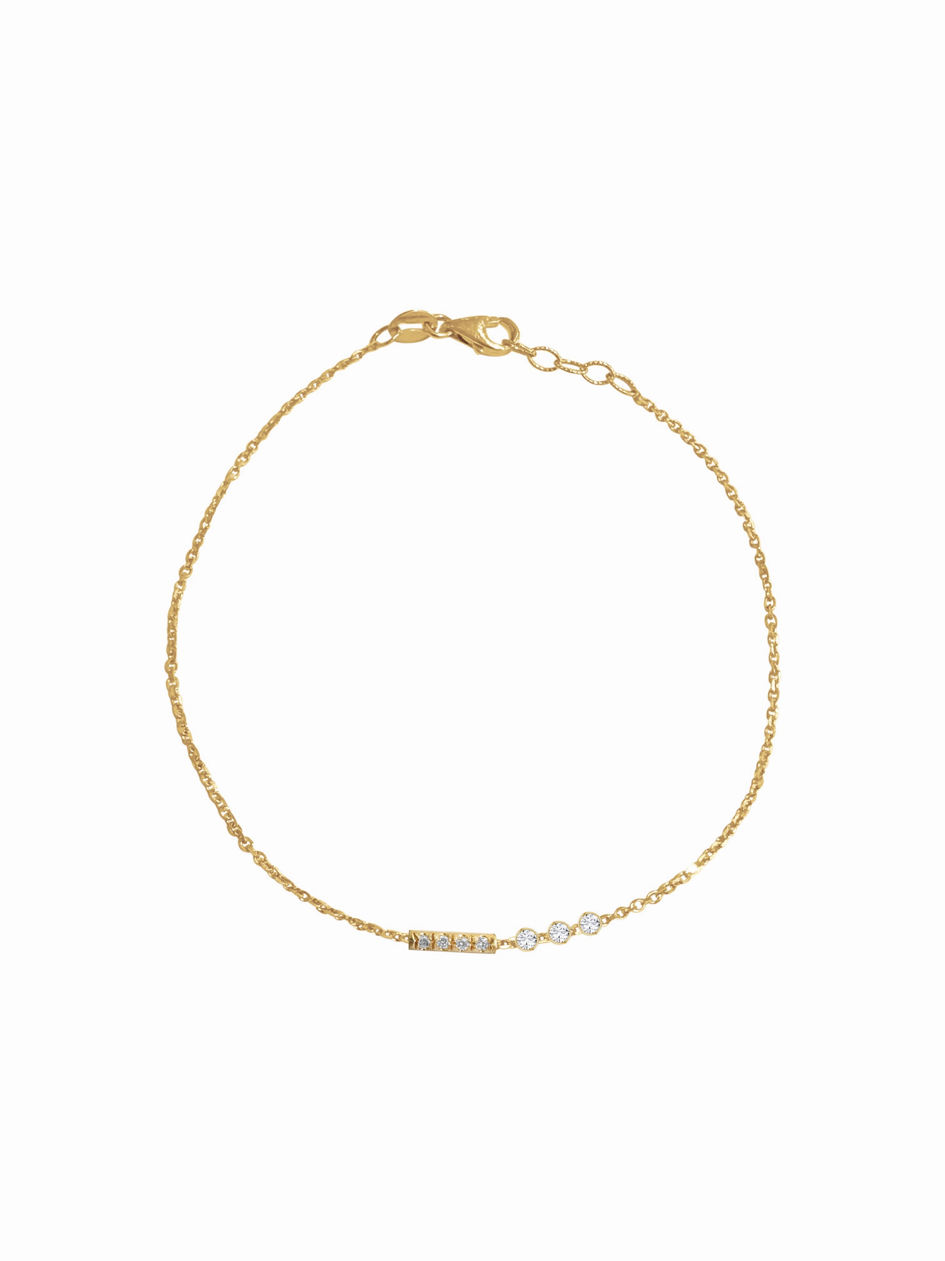 14K Gold Diamond Morse Code Initial Bracelet