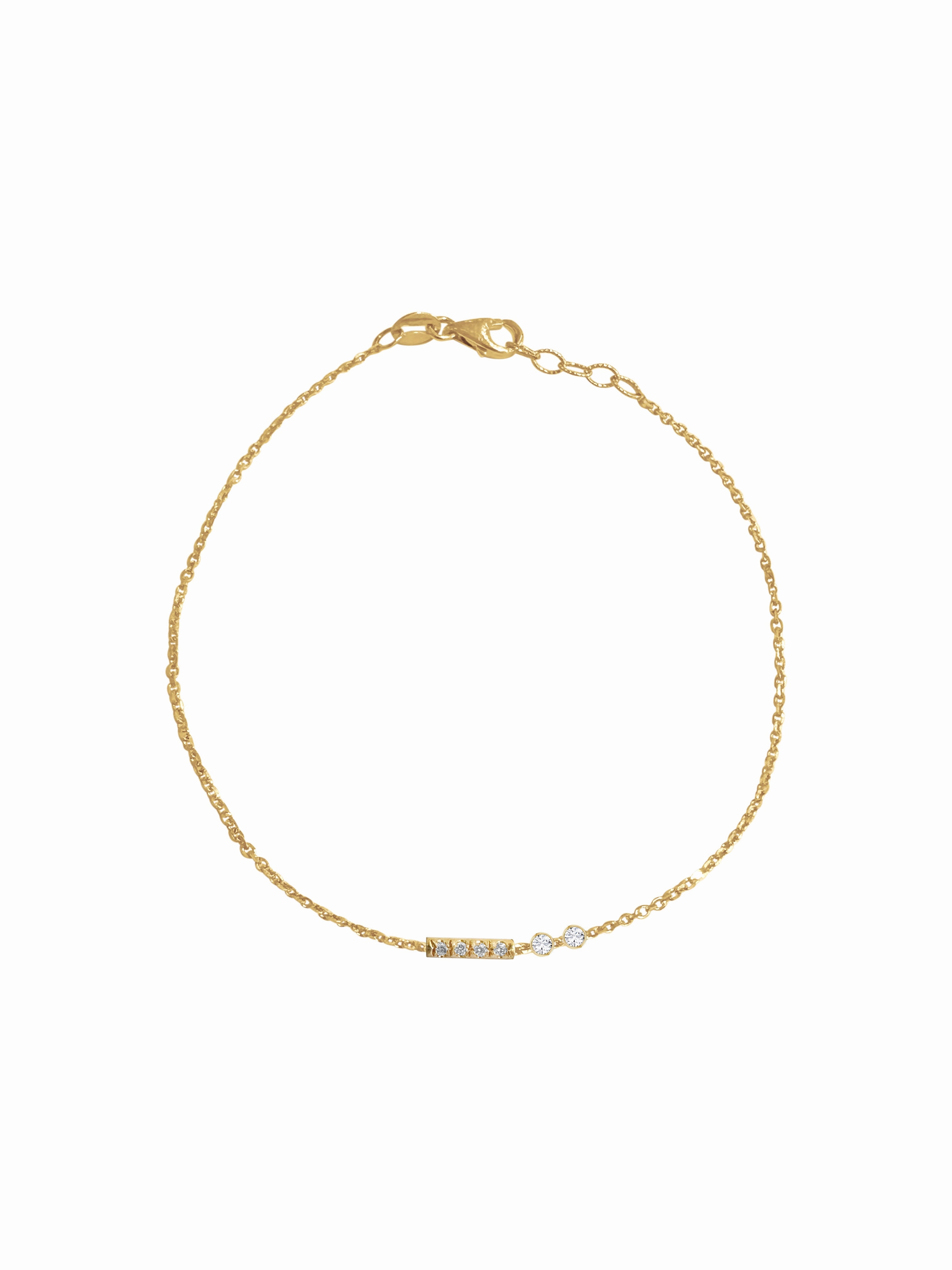 14K Gold Diamond Morse Code Initial Bracelet