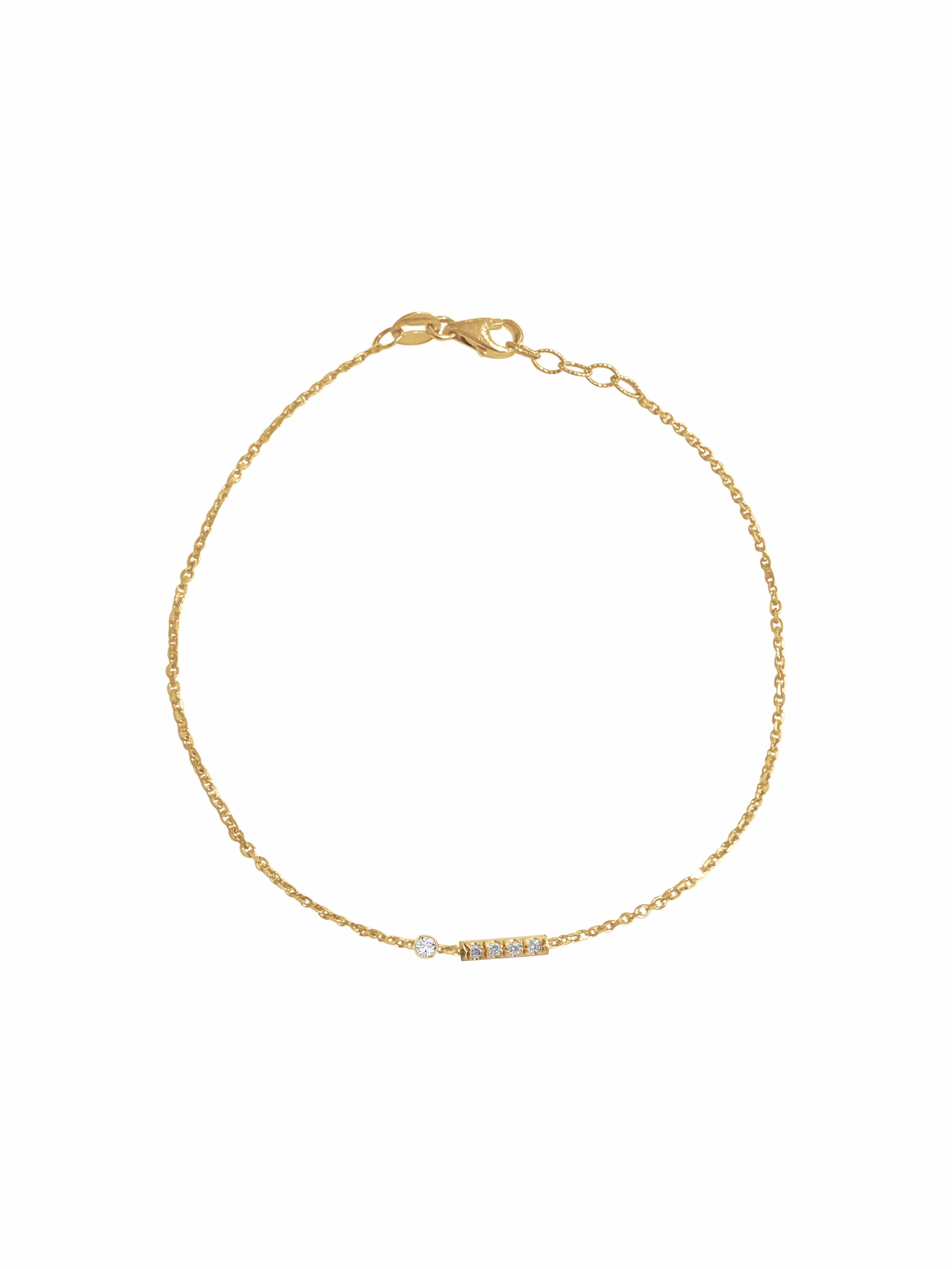 14K Gold Diamond Morse Code Initial Bracelet