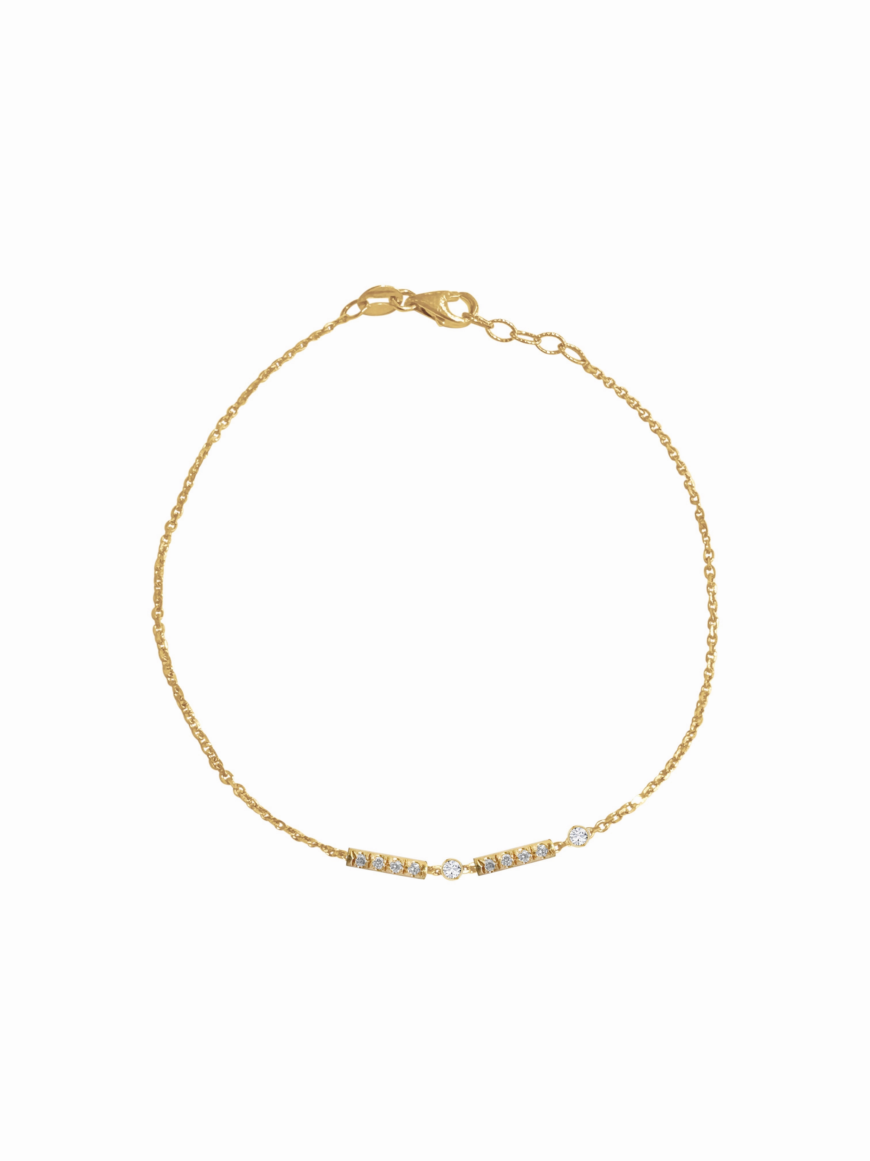 14K Gold Diamond Morse Code Initial Bracelet