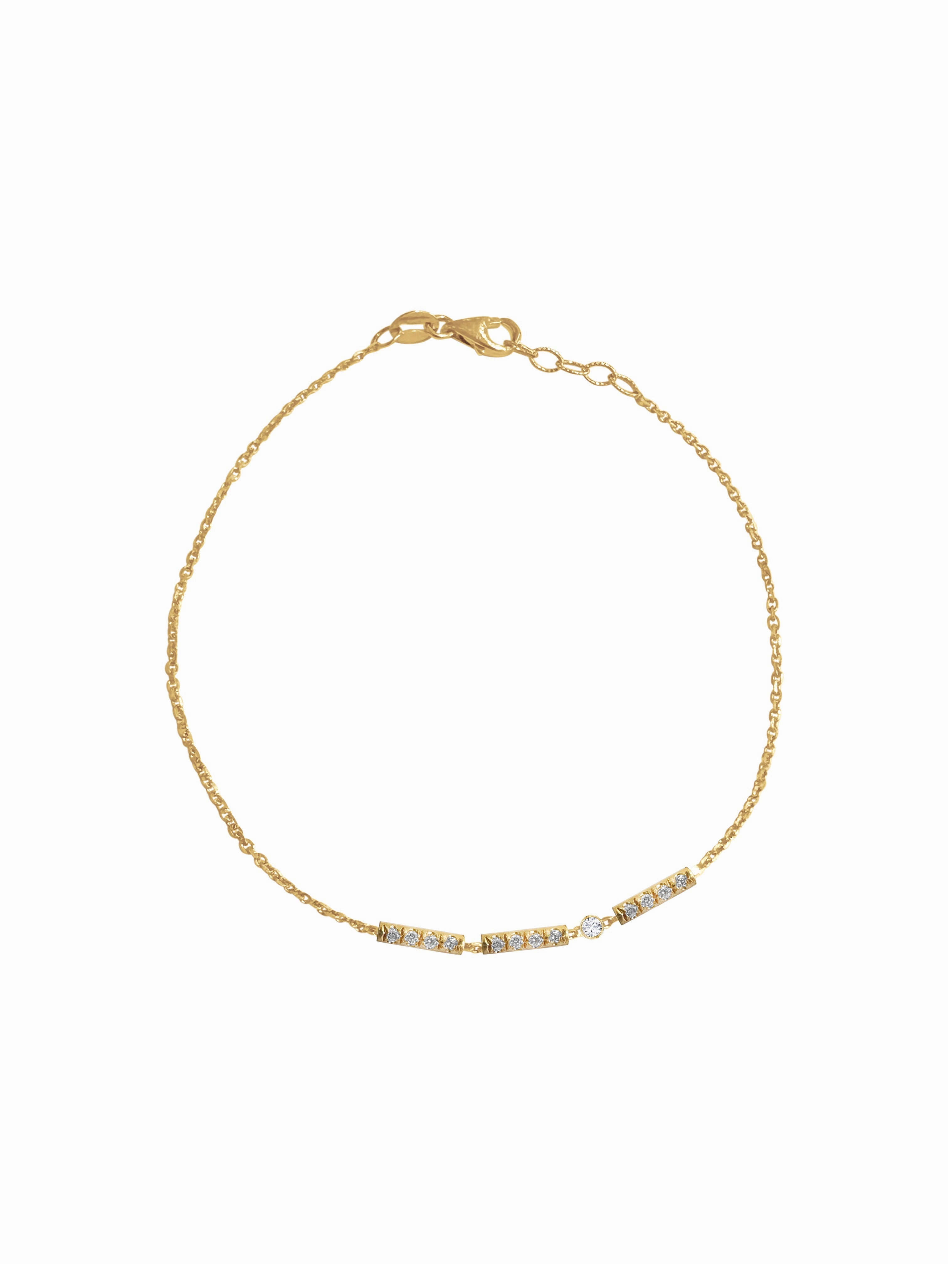 14K Gold Diamond Morse Code Initial Bracelet