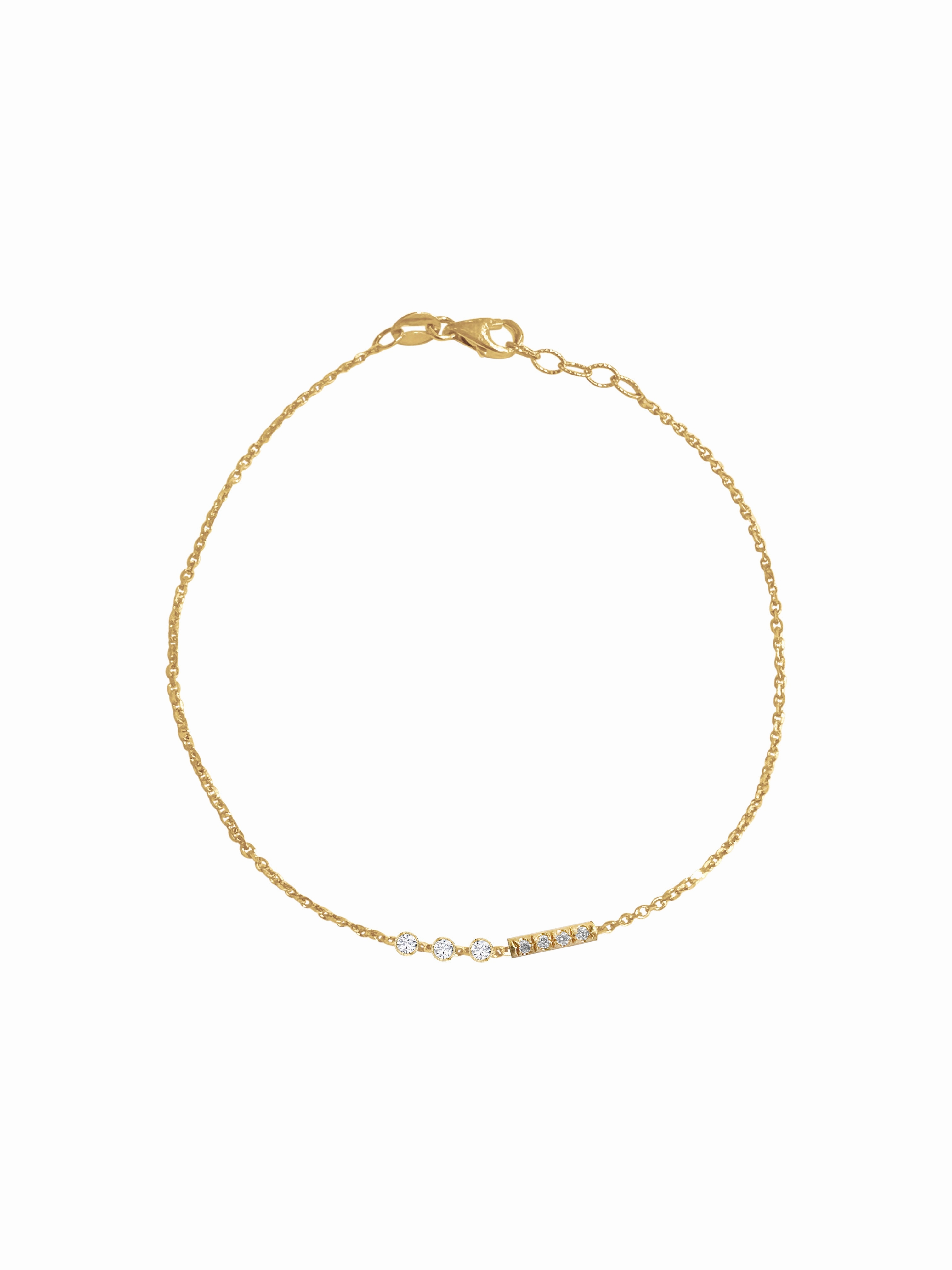 14K Gold Diamond Morse Code Initial Bracelet