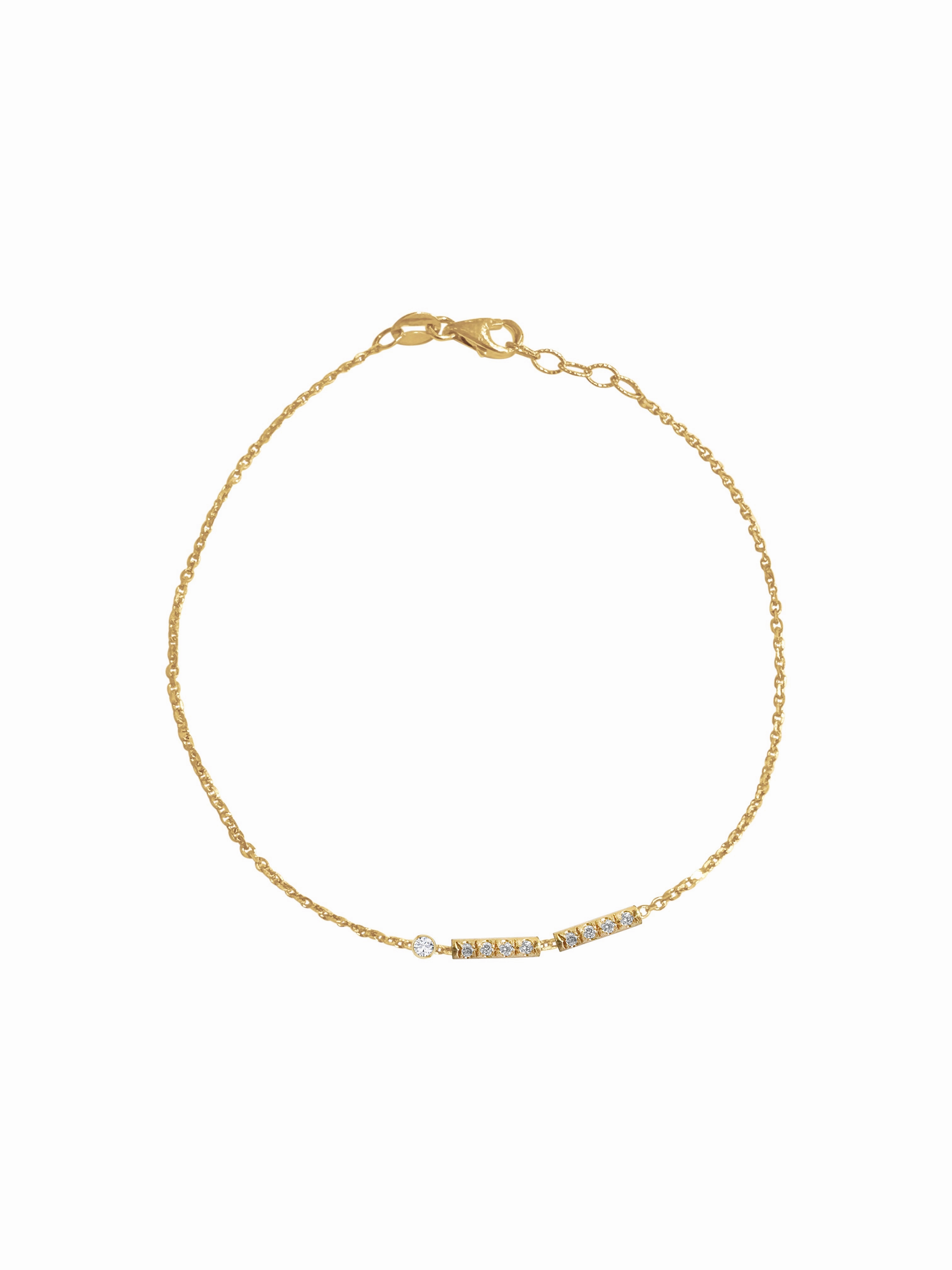 14K Gold Diamond Morse Code Initial Bracelet