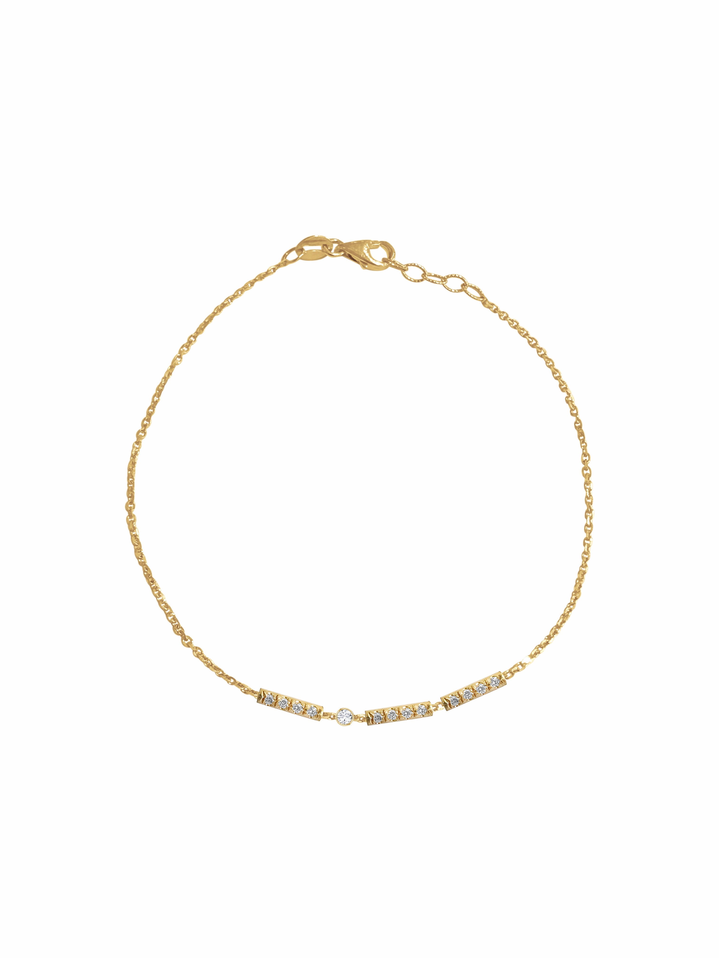 14K Gold Diamond Morse Code Initial Bracelet