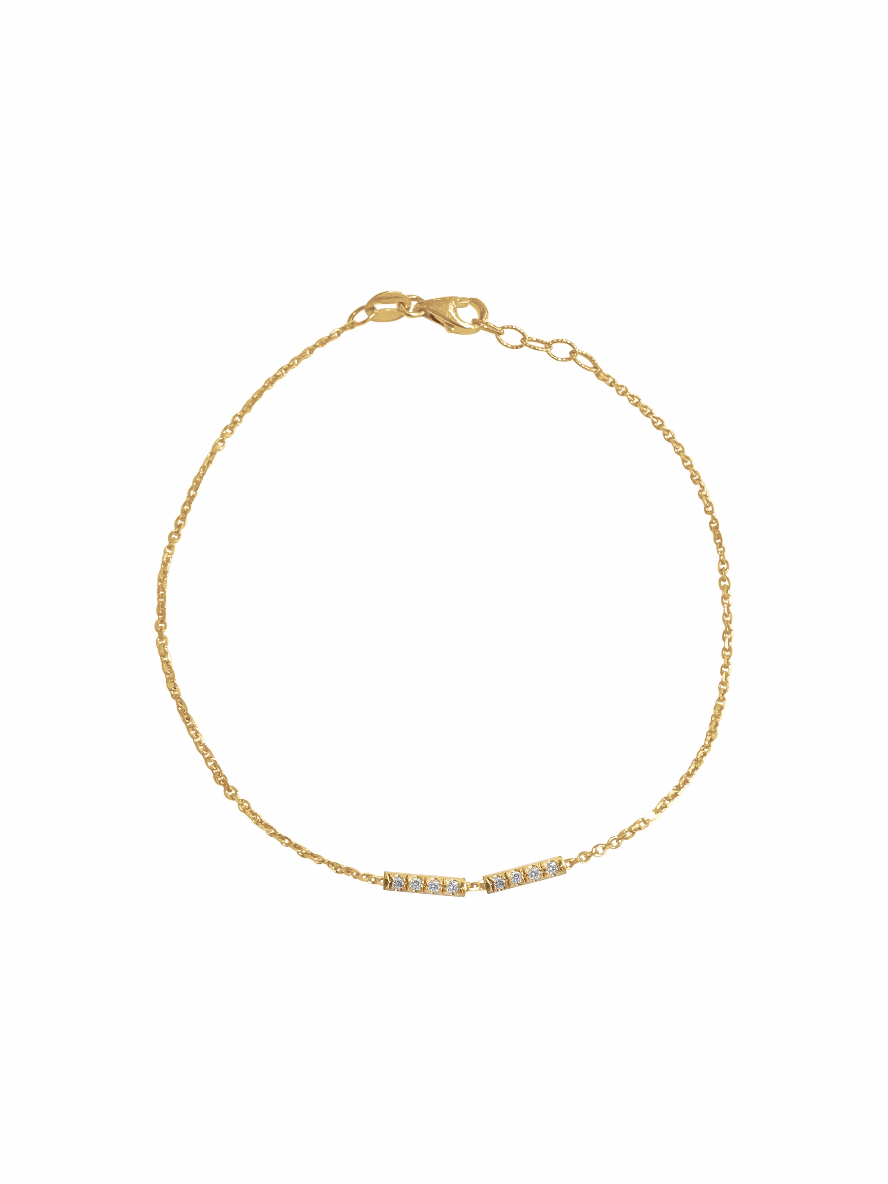 14K Gold Diamond Morse Code Initial Bracelet