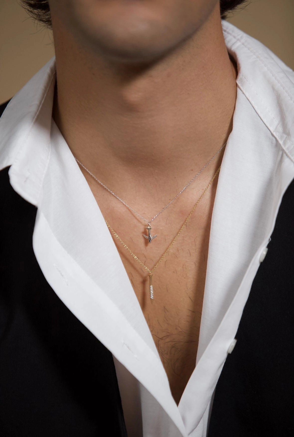14K Gold Diamond Nail Necklace