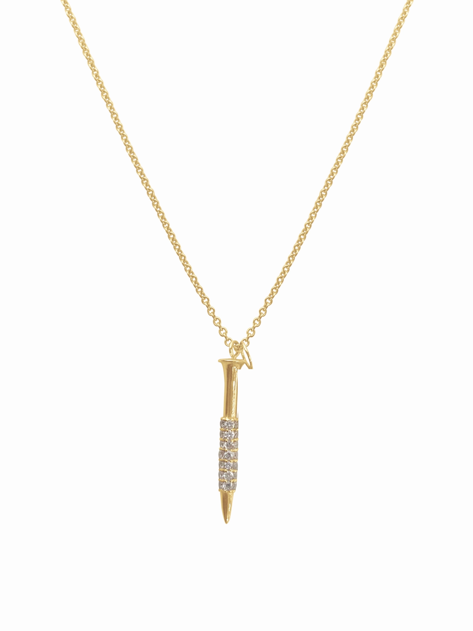 14K Gold Diamond Nail Necklace