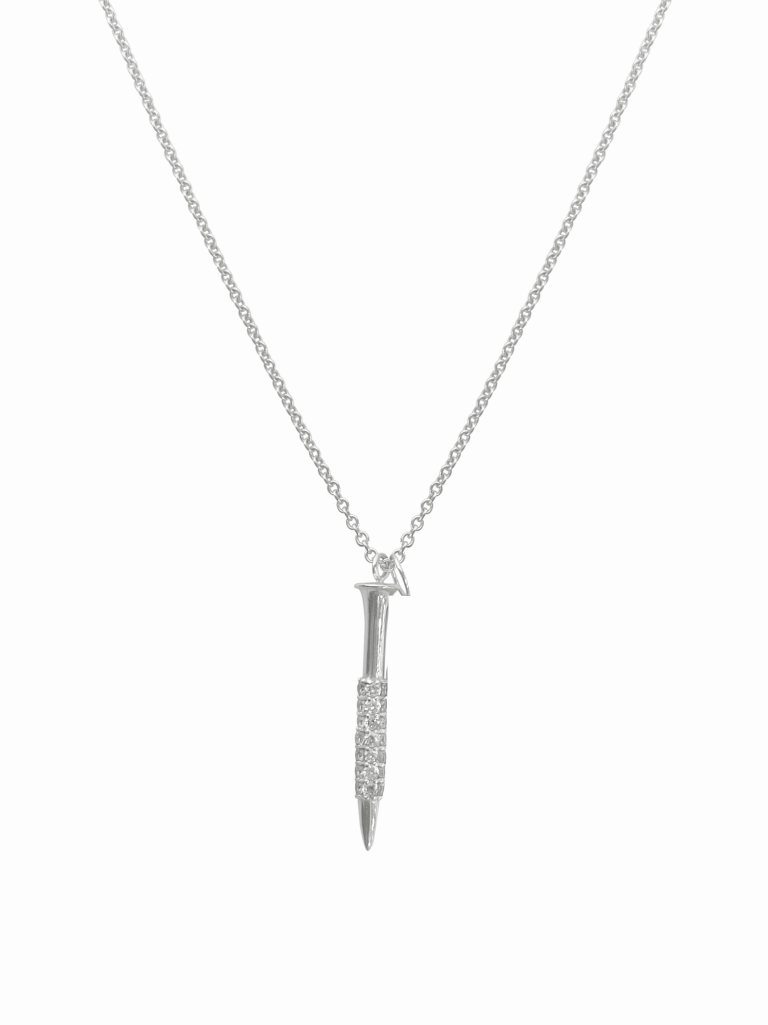 14K Gold Diamond Nail Necklace