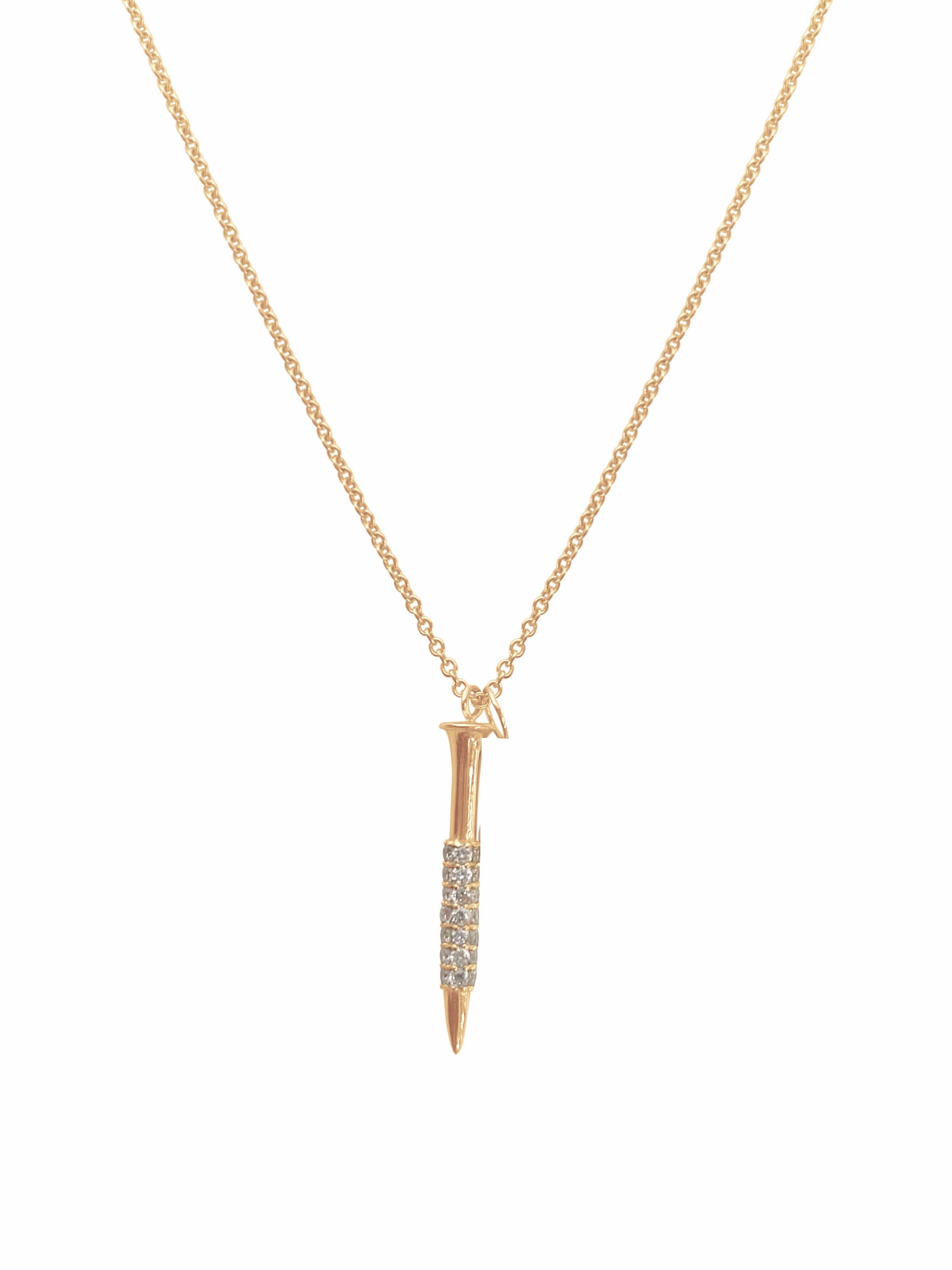 14K Gold Diamond Nail Necklace