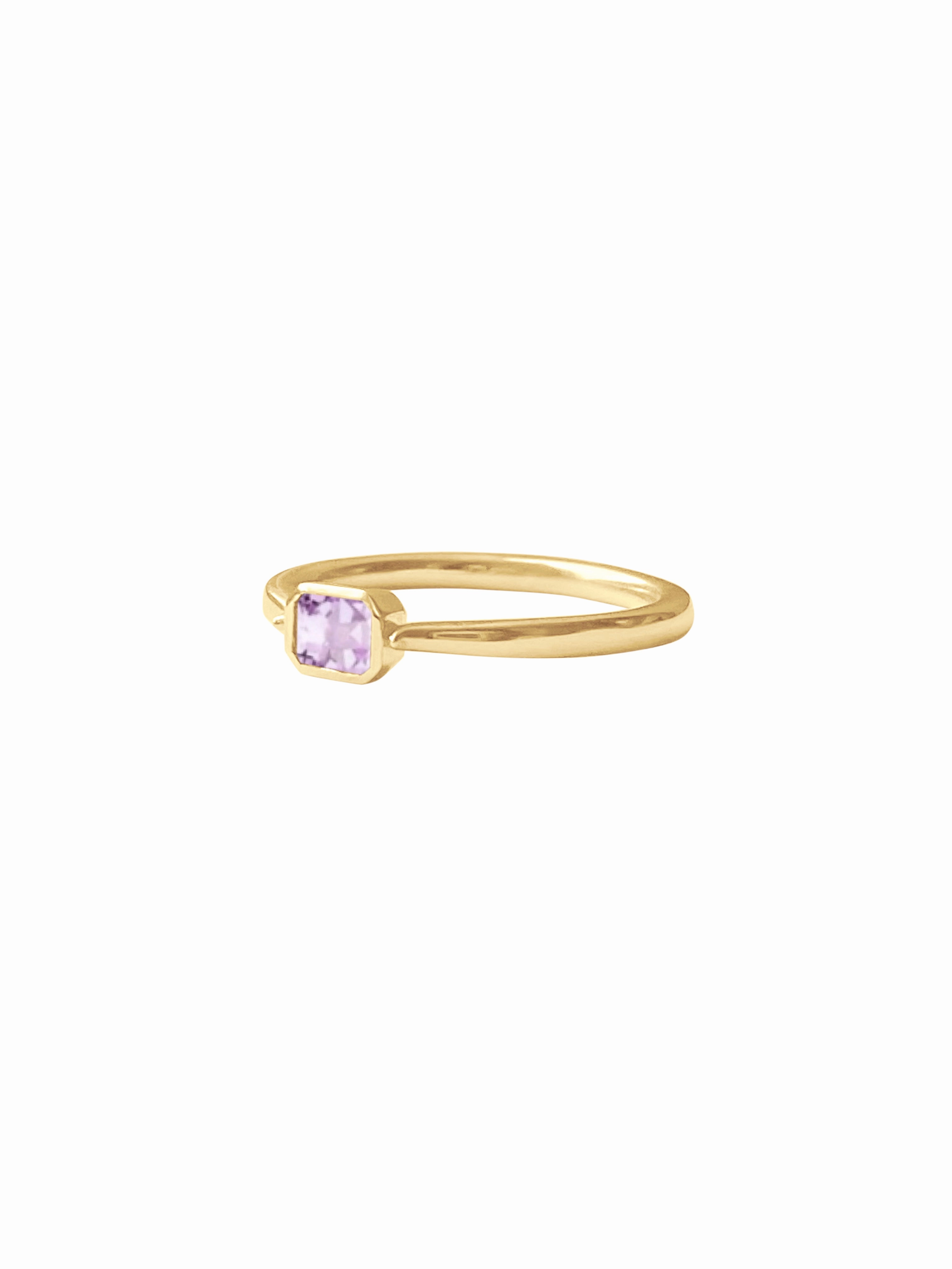 14k Gold Emerald Cut, Birthstone Ring