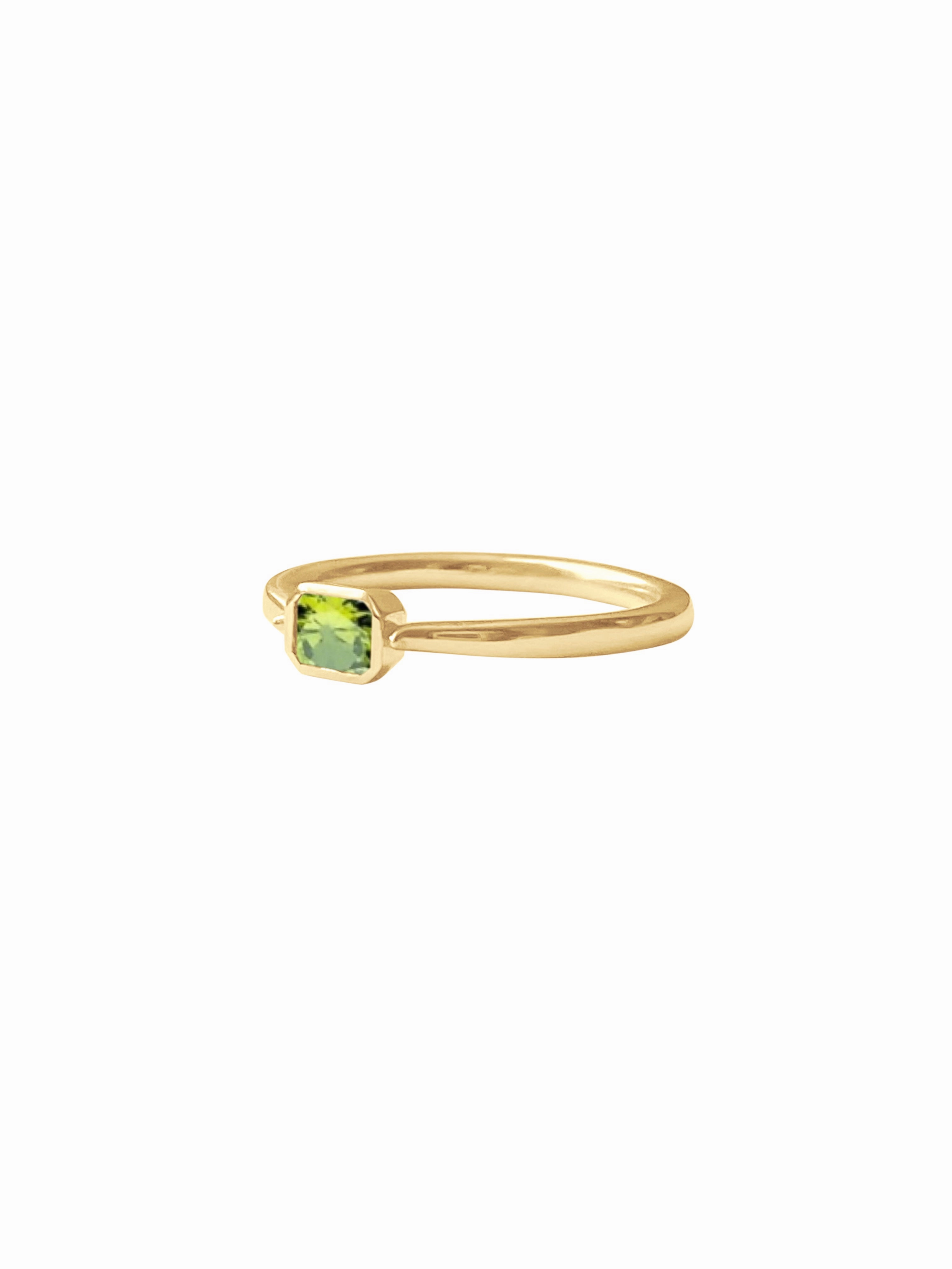 14k Gold Emerald Cut, Birthstone Ring