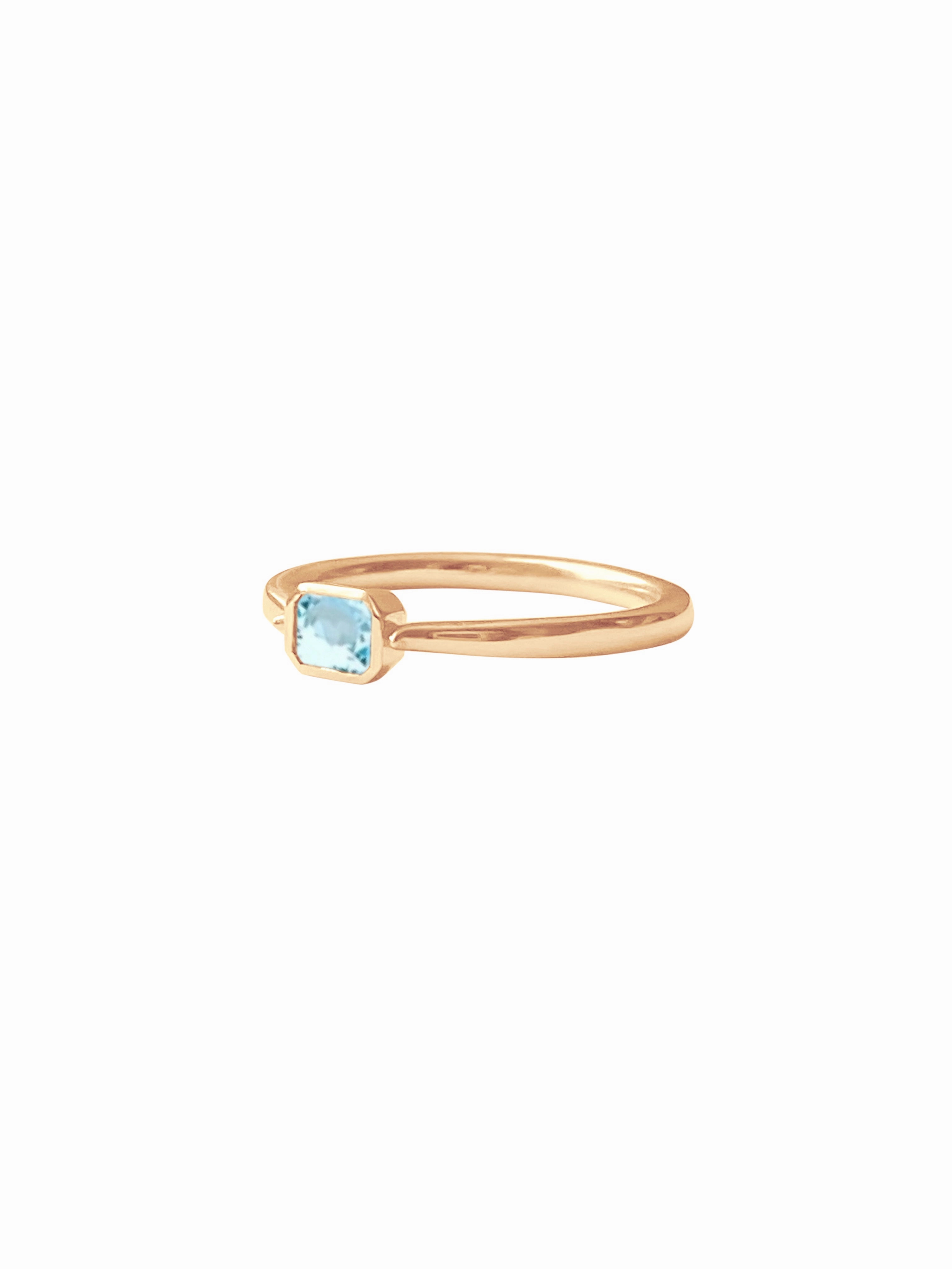 14k Gold Emerald Cut, Birthstone Ring