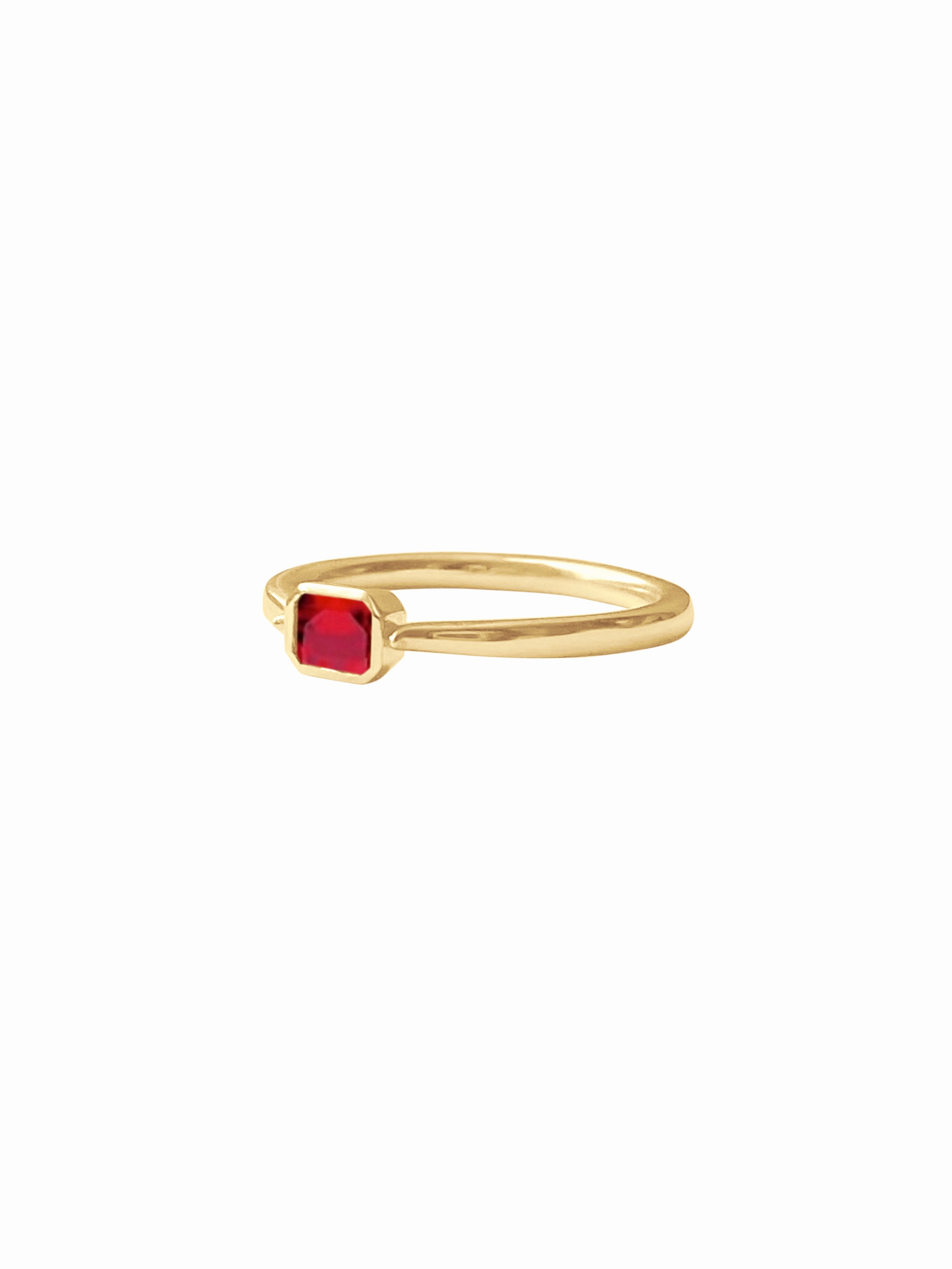 14k Gold Emerald Cut, Birthstone Ring