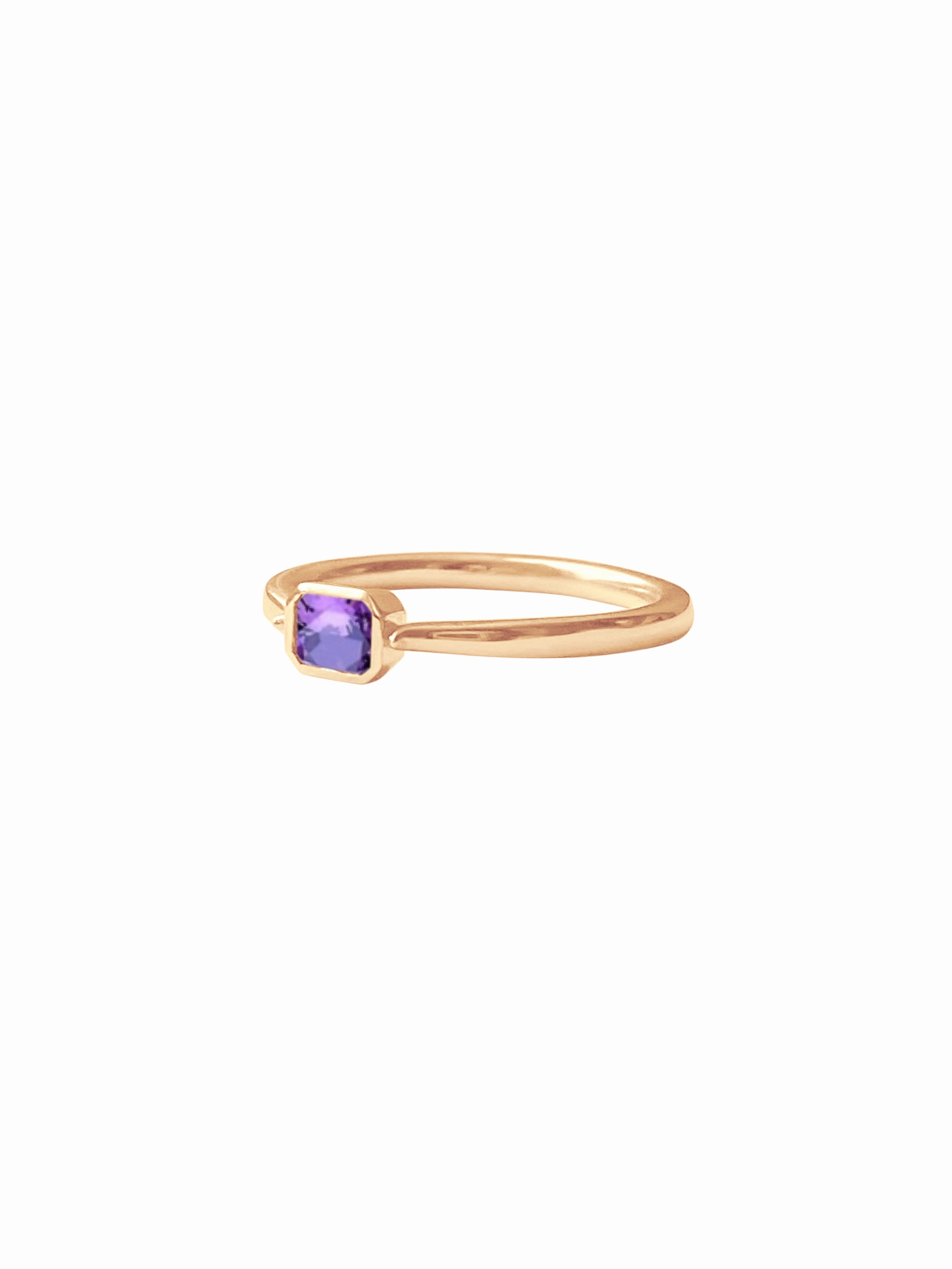 14k Gold Emerald Cut, Birthstone Ring