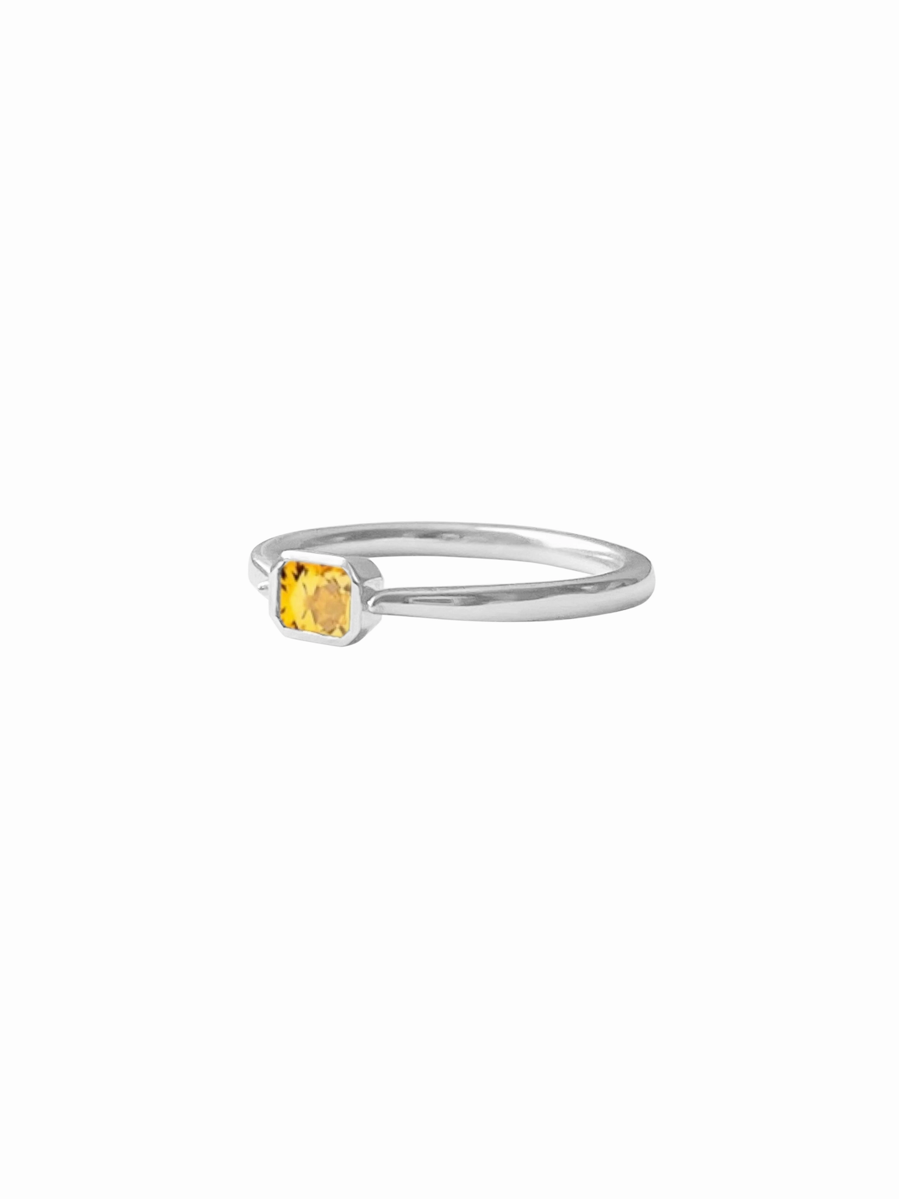 14k Gold Emerald Cut, Birthstone Ring