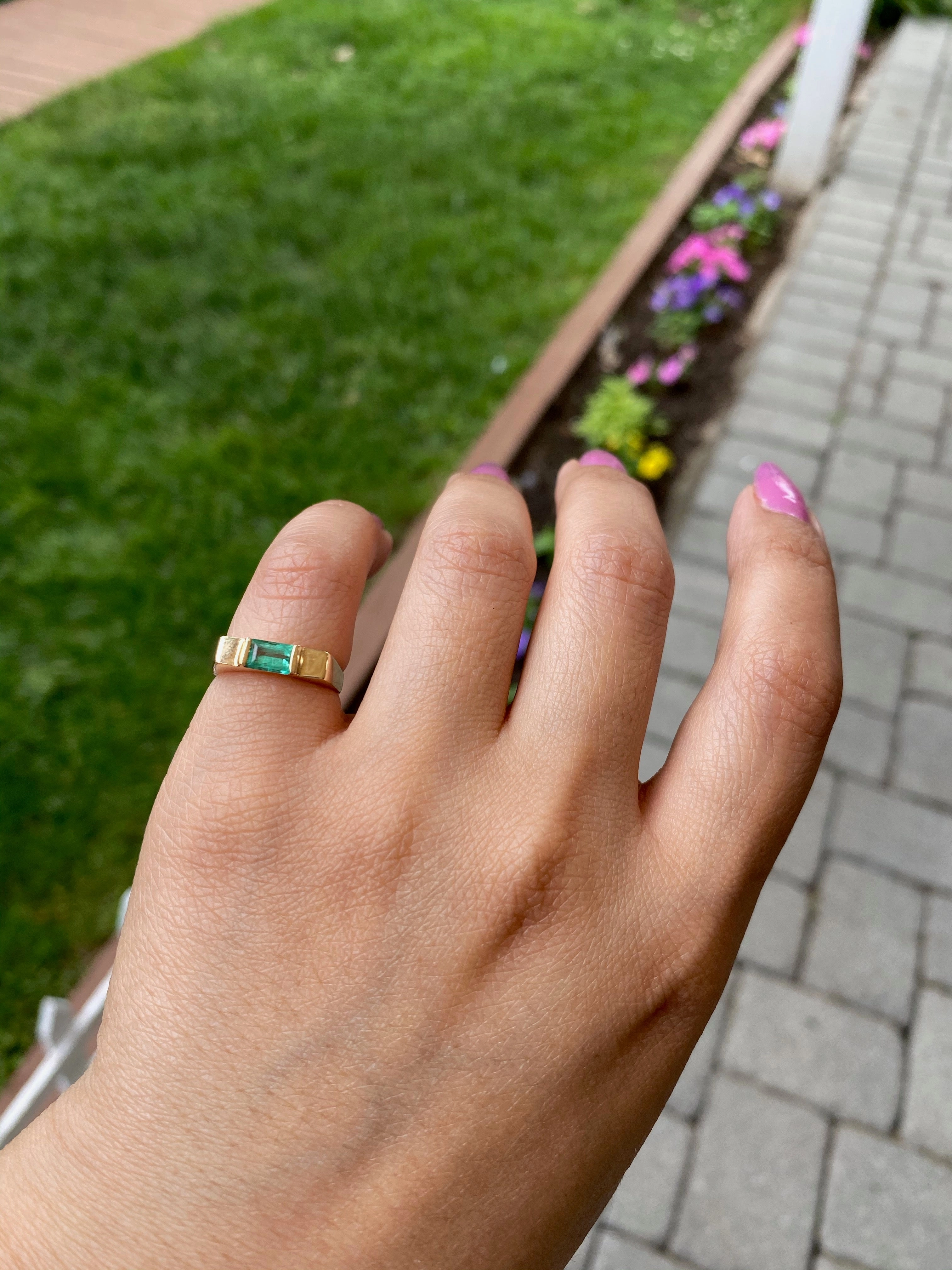 14K Gold Emerald Signet Ring