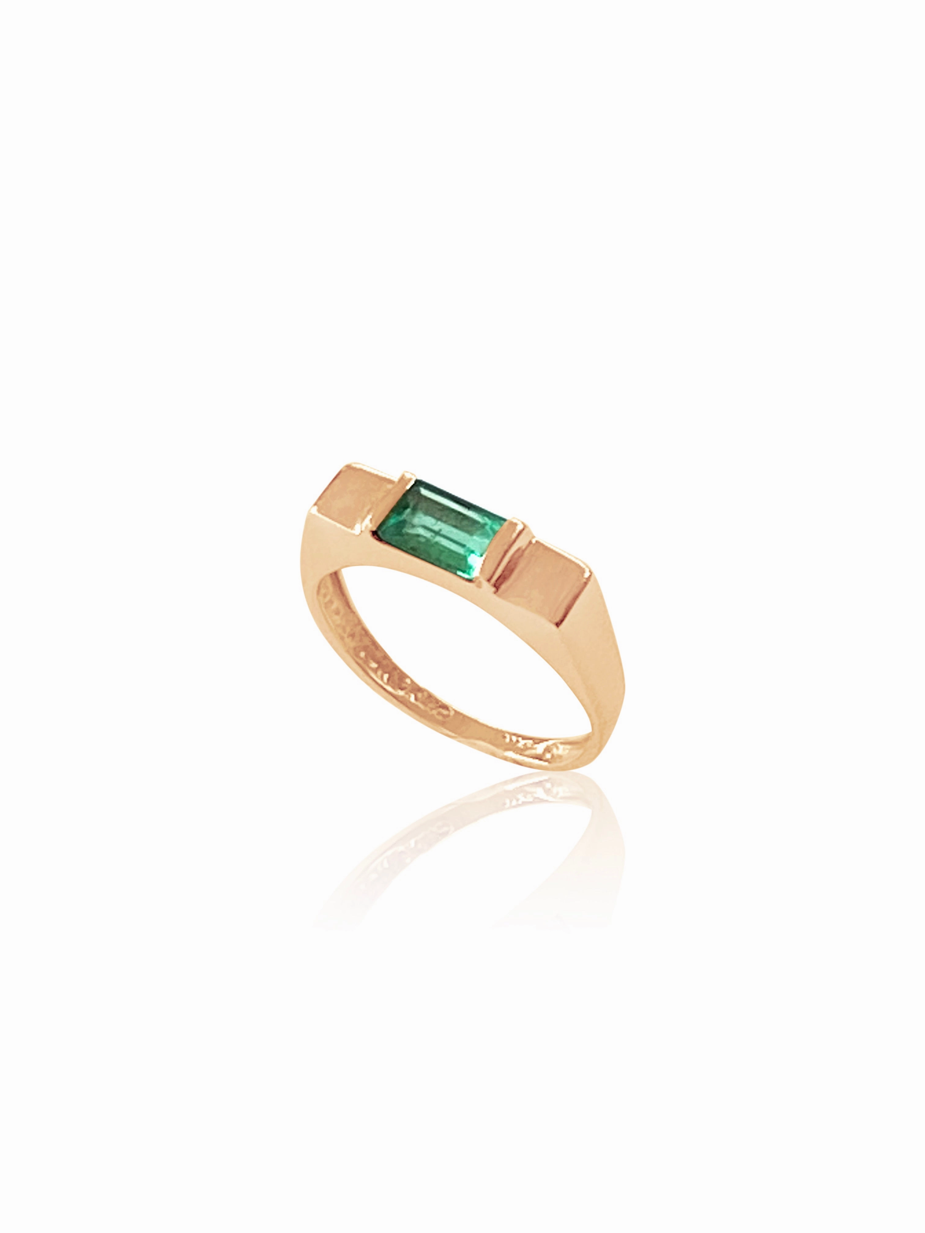 14K Gold Emerald Signet Ring