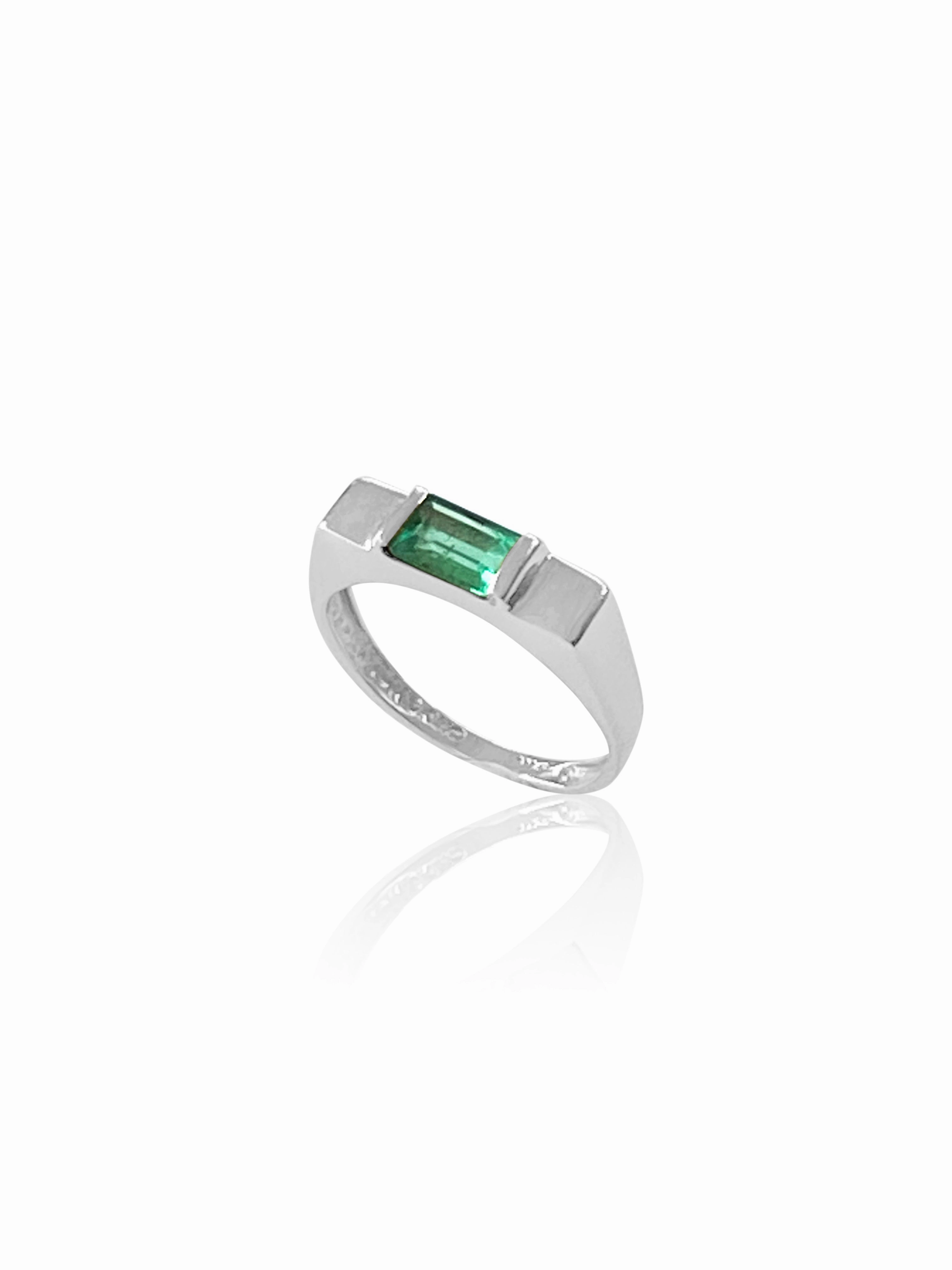 14K Gold Emerald Signet Ring