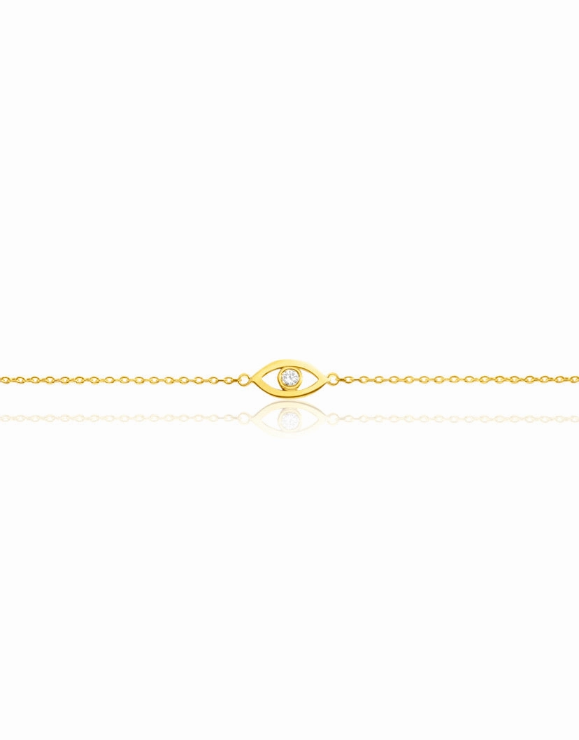 14k Gold Evil Eye Diamond Bracelet