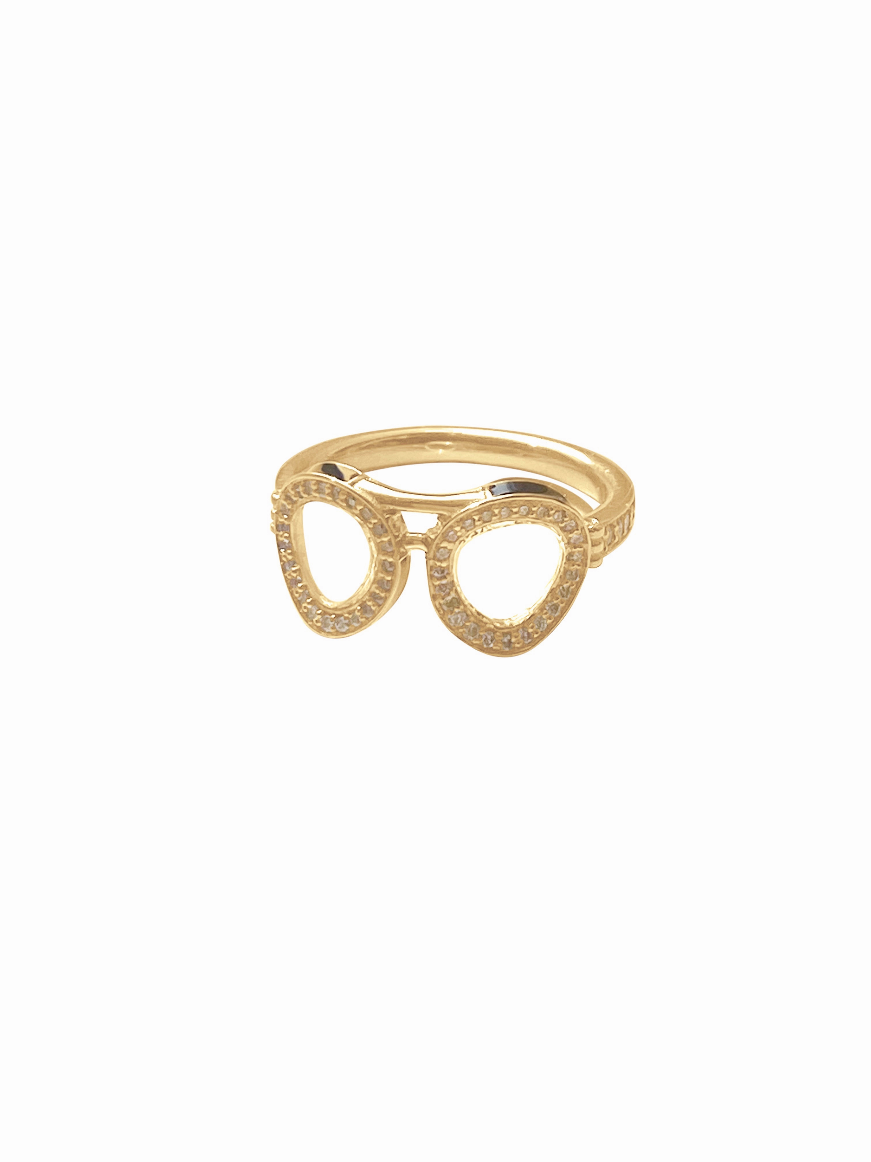 14K Gold Eye Glasses Ring