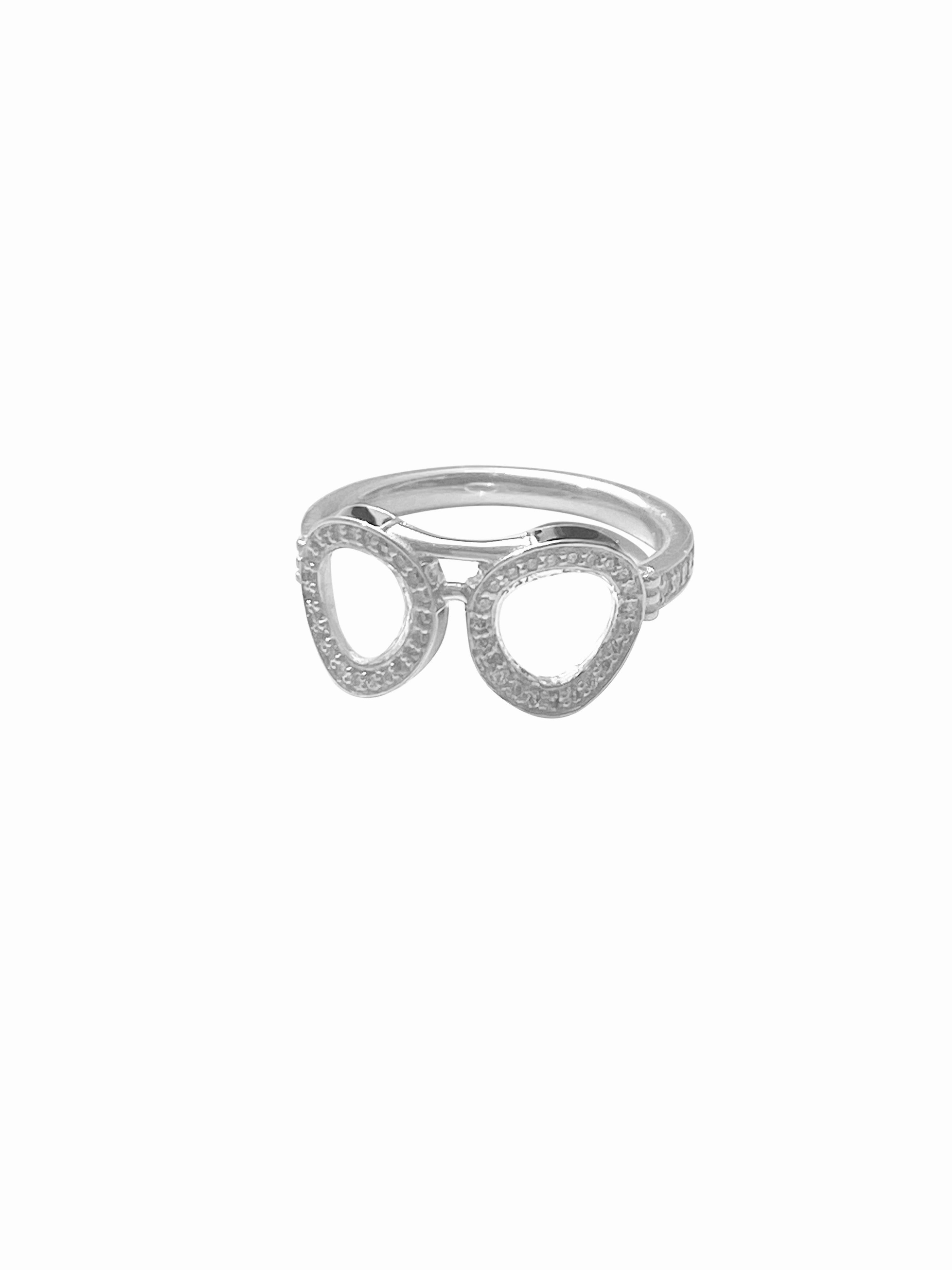 14K Gold Eye Glasses Ring