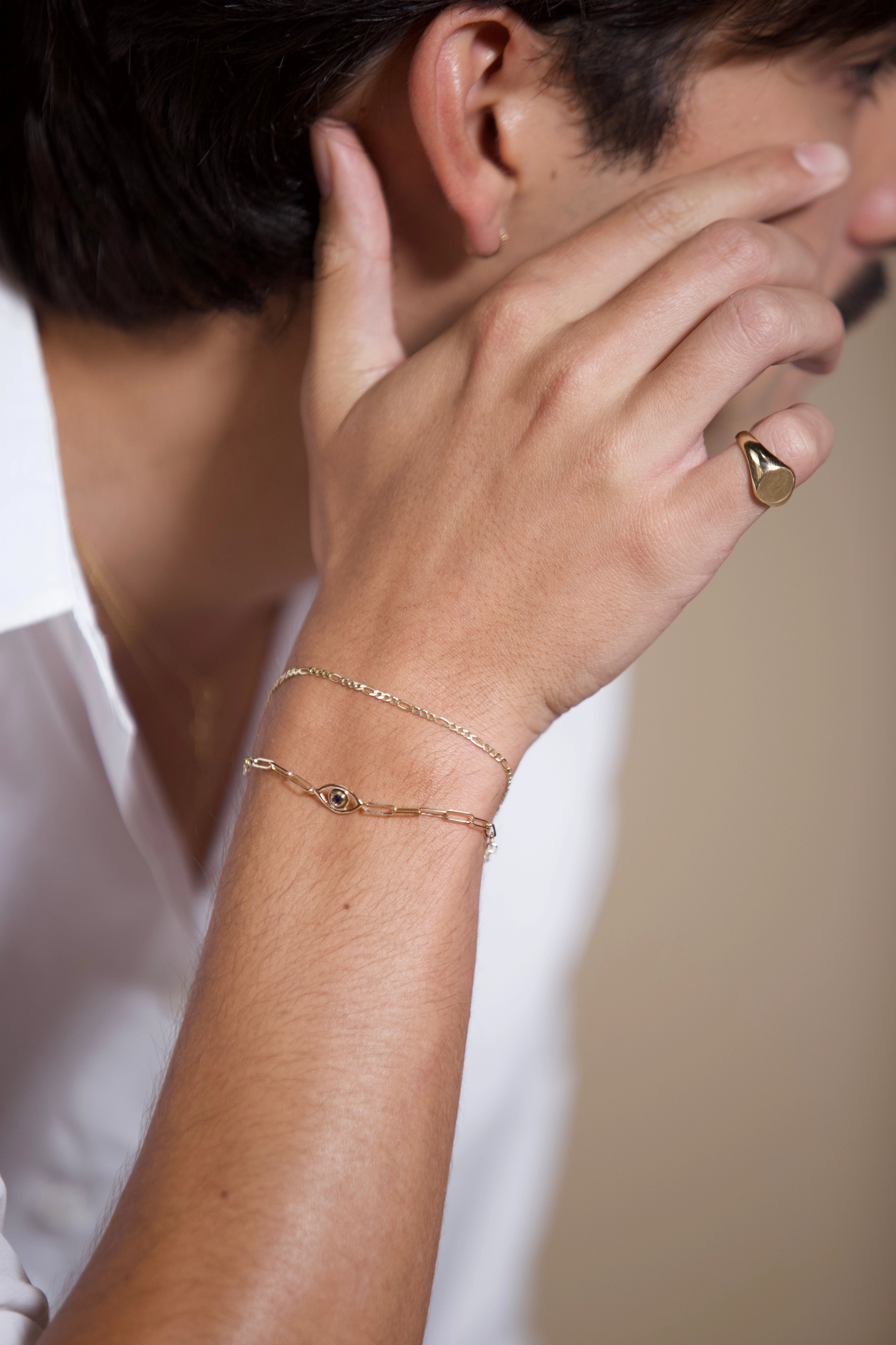 14K Gold Figaro Chain Bracelet