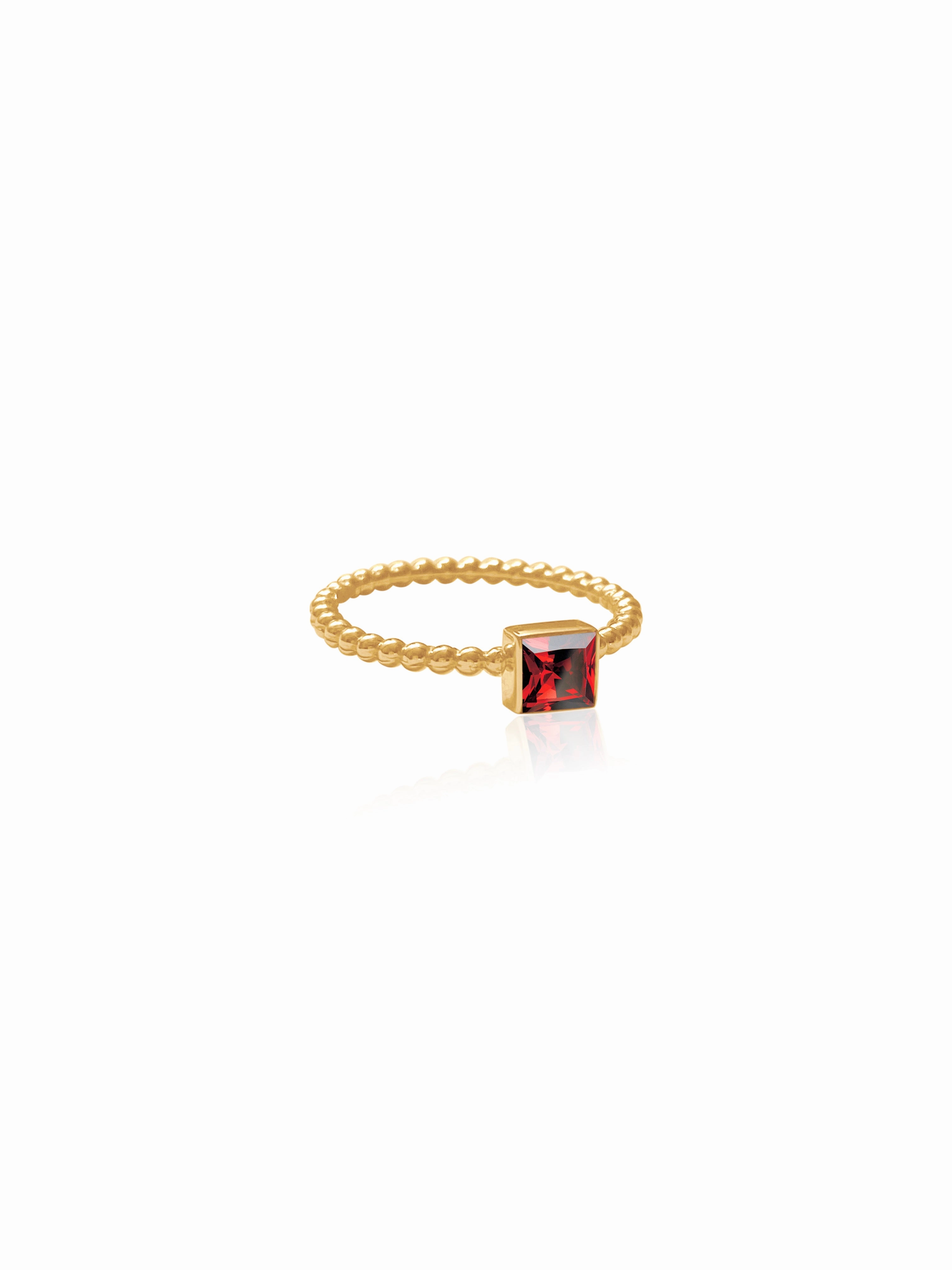 14k Gold Garnet/Peridot Square Bezel Ring